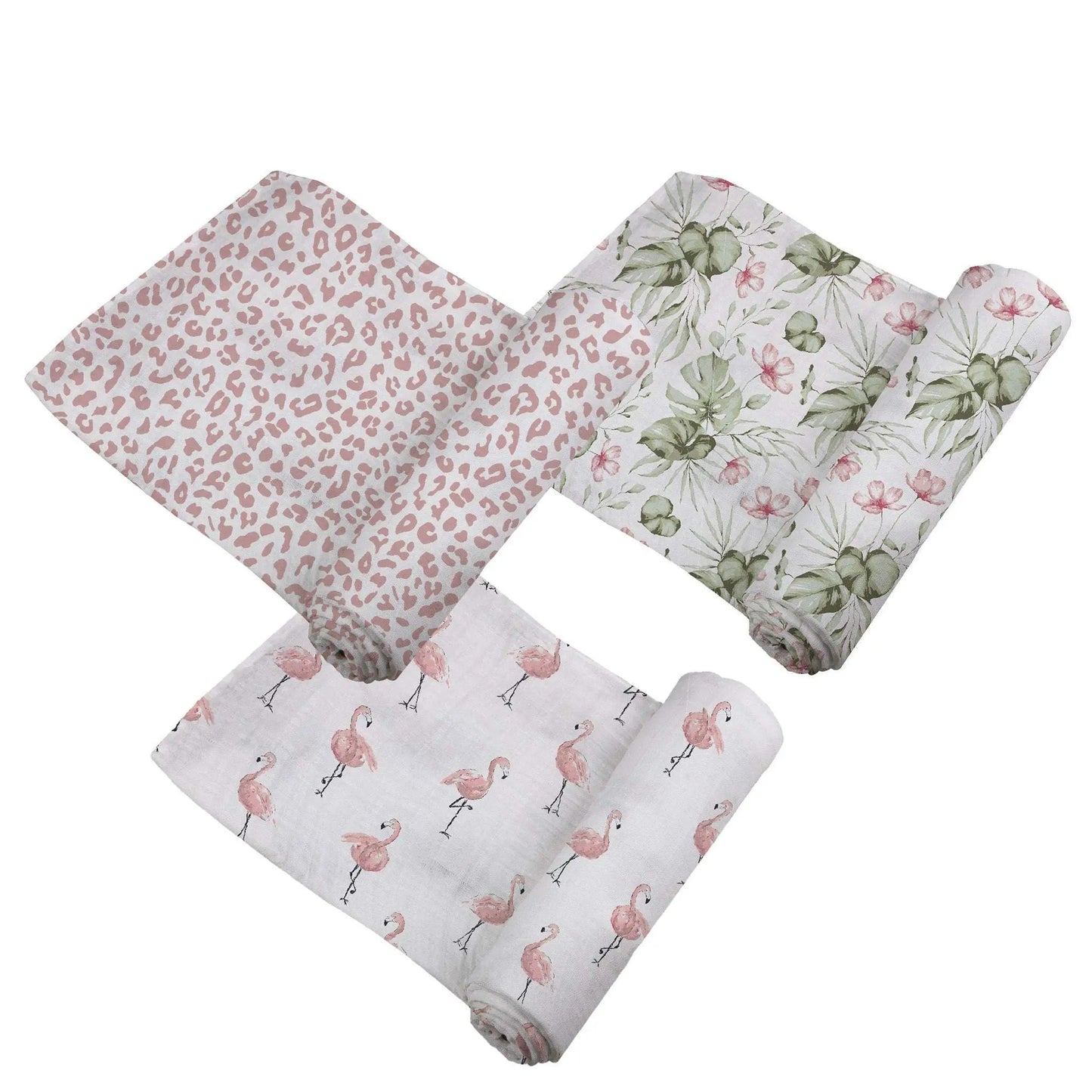 Tropical Paradise Bamboo Muslin Swaddle Three Pack Soft Breathable Pre-Washed Baby Blankets Newcastle Classics