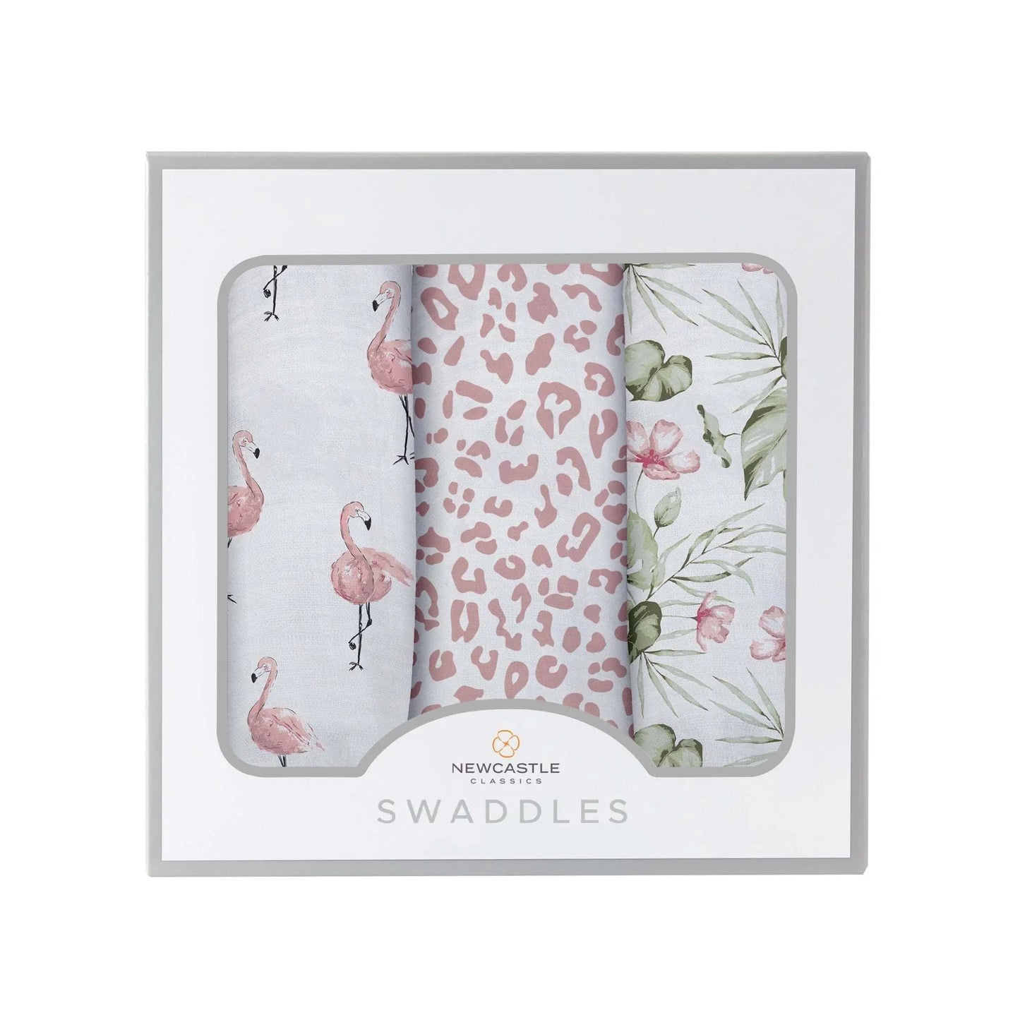 Tropical Paradise Bamboo Muslin Swaddle Three Pack Soft Breathable Pre-Washed Baby Blankets Newcastle Classics