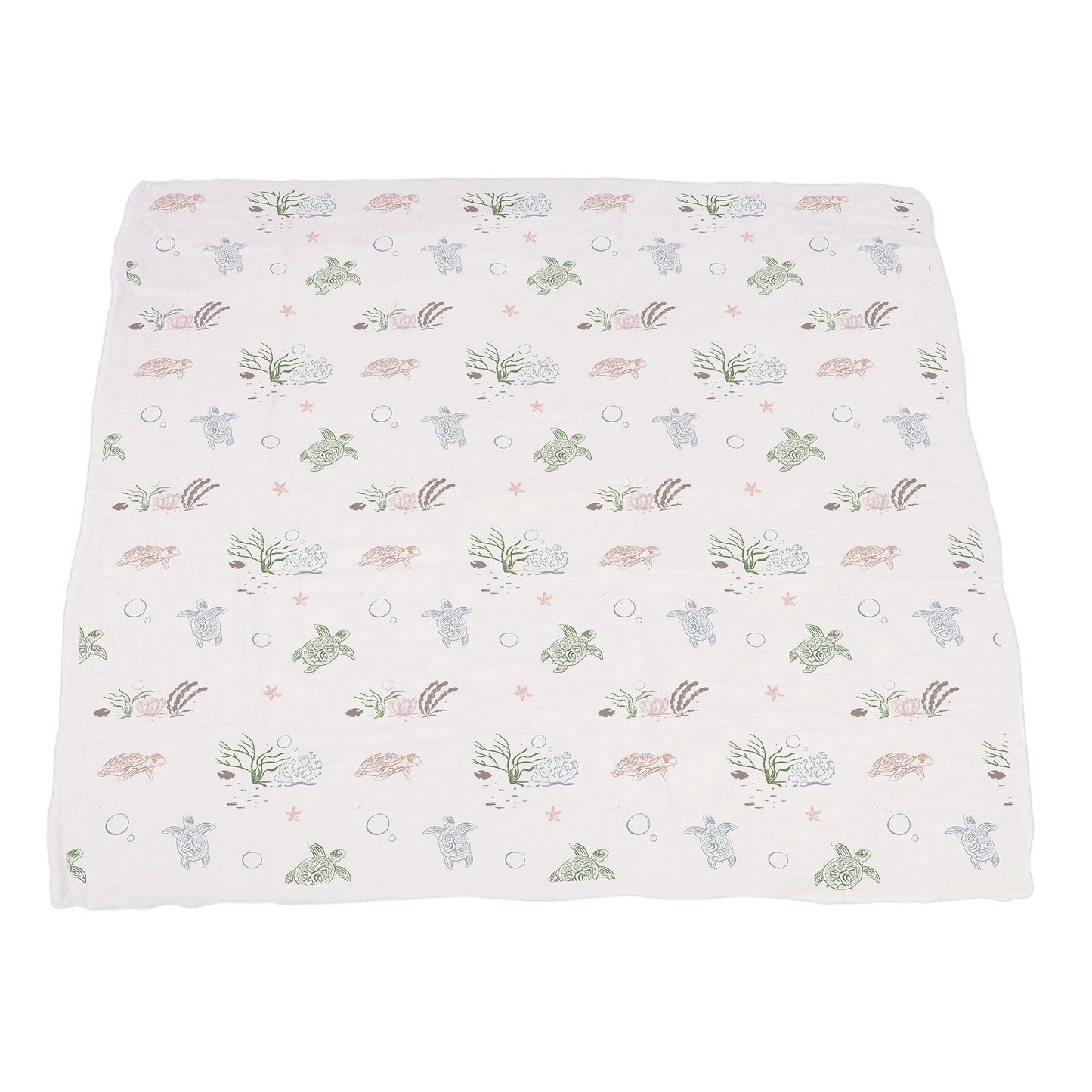 Turtles And Water Lily Bamboo Muslin Baby Blanket 100 Percent Natural Soft Cozy 47 Inch By 47 Inch Newcastle Classics