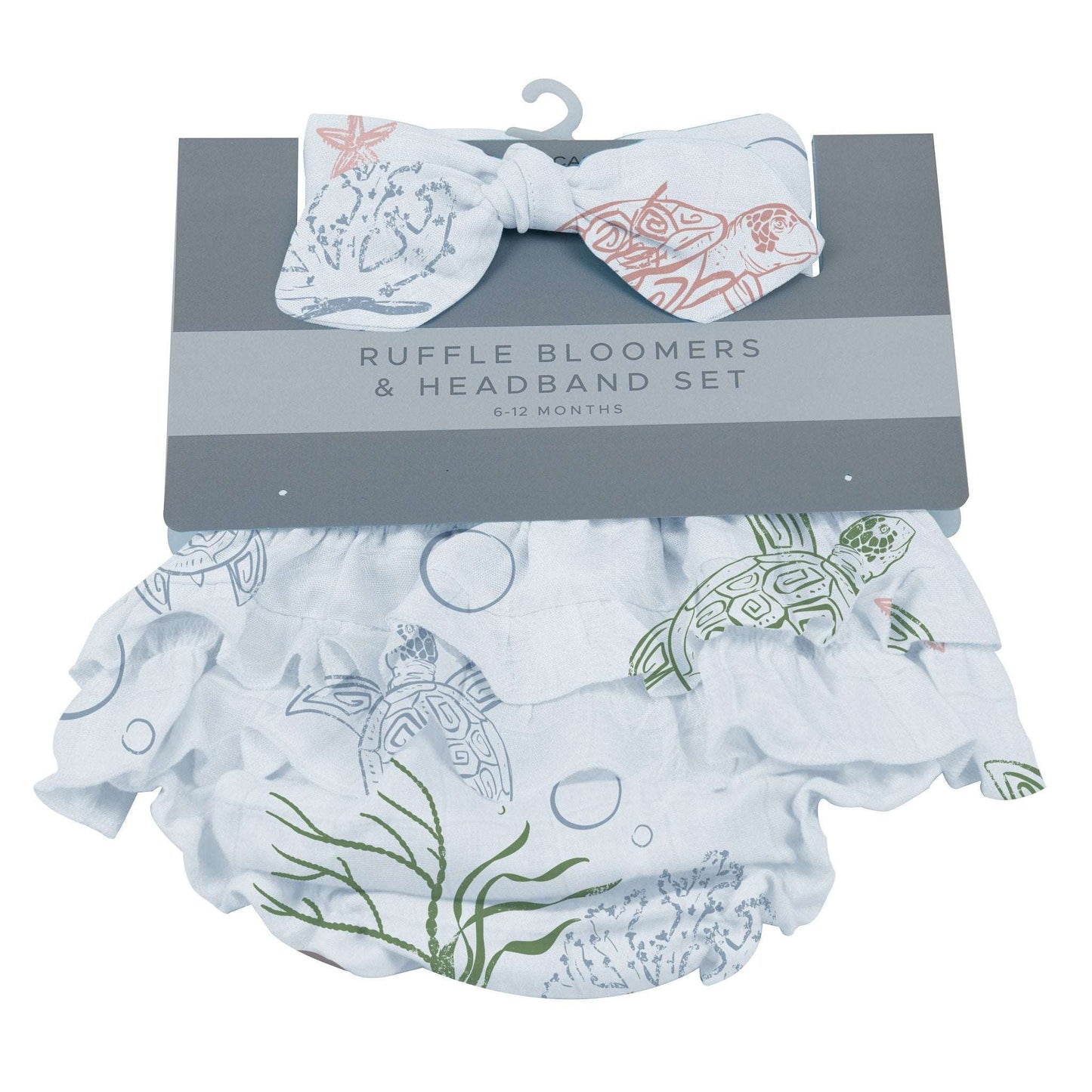 Turtles Ruffle Bamboo Bloomer Headband Set for 6 to 12 Months Under The Sea Collection Newcastle Classics