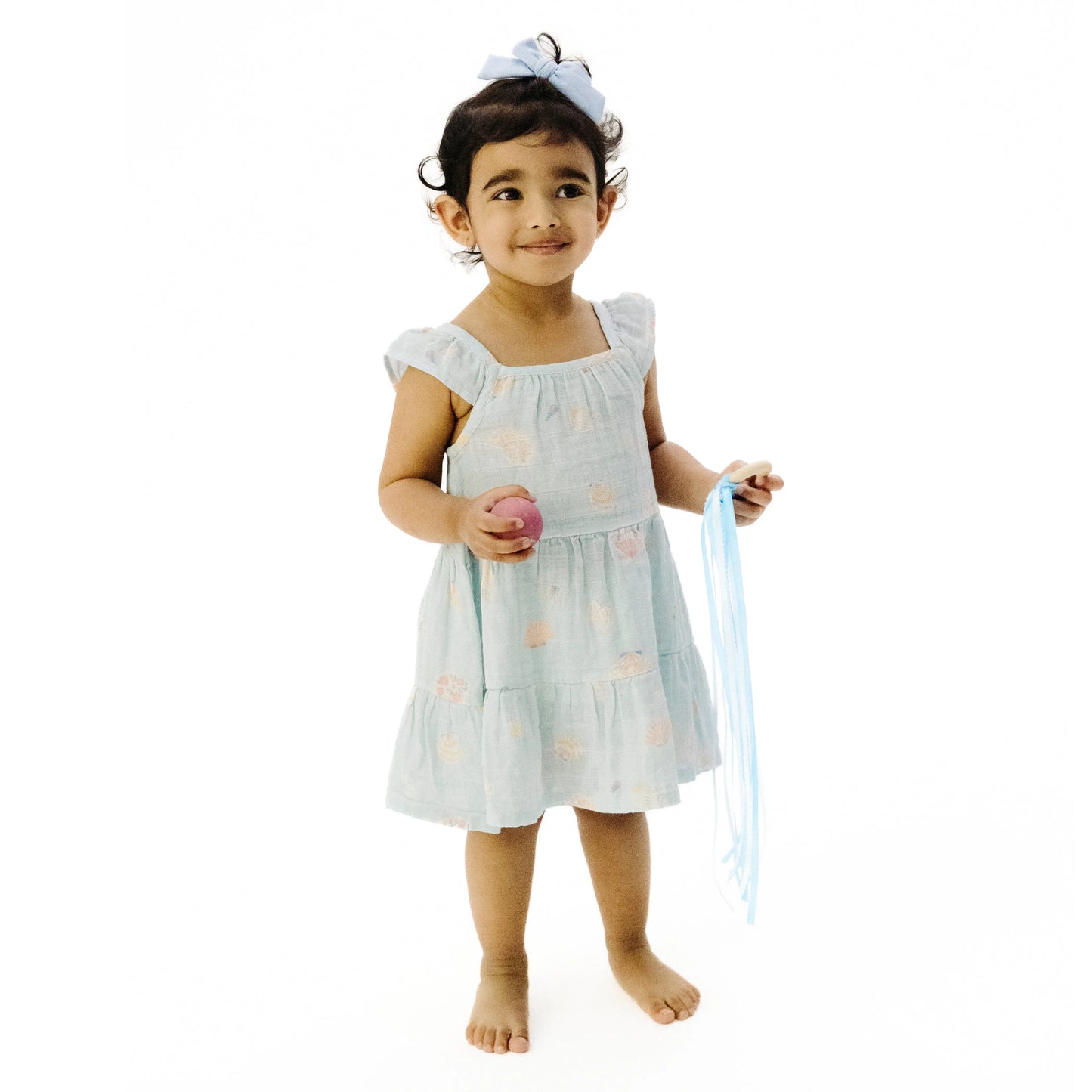 Twirly Sundress Pretty Seashells Organic Muslin Girls Dress.