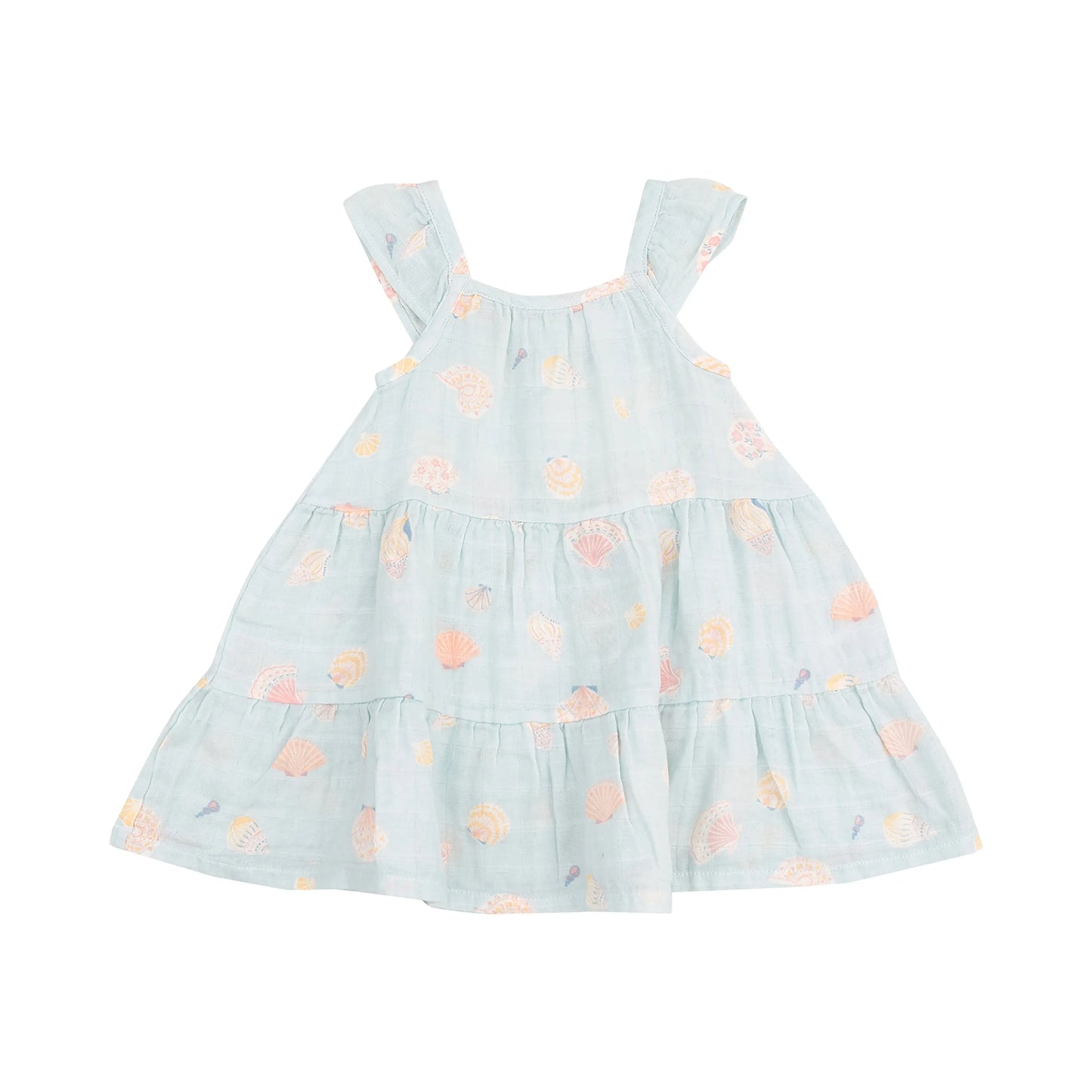 Twirly Sundress Pretty Seashells Organic Muslin Girls Dress.