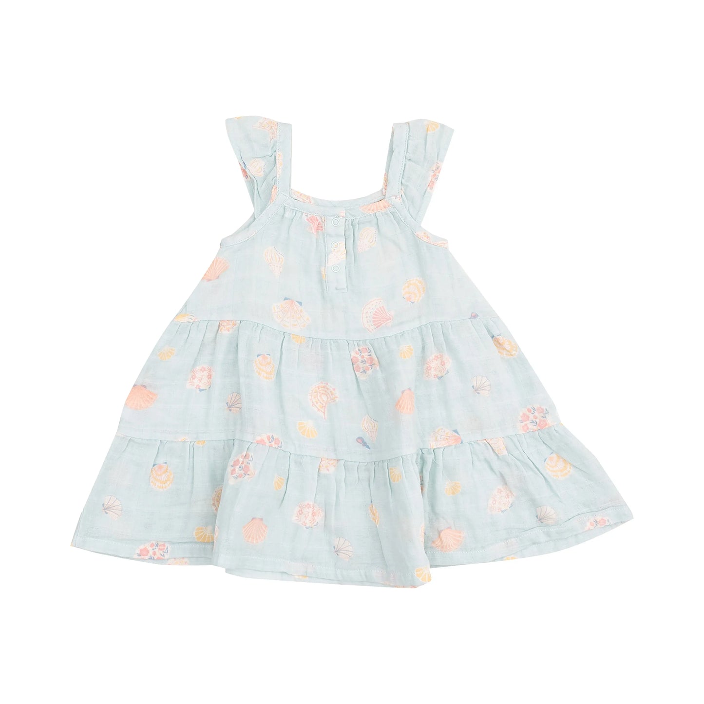 Twirly Sundress Pretty Seashells Organic Muslin Girls Dress.