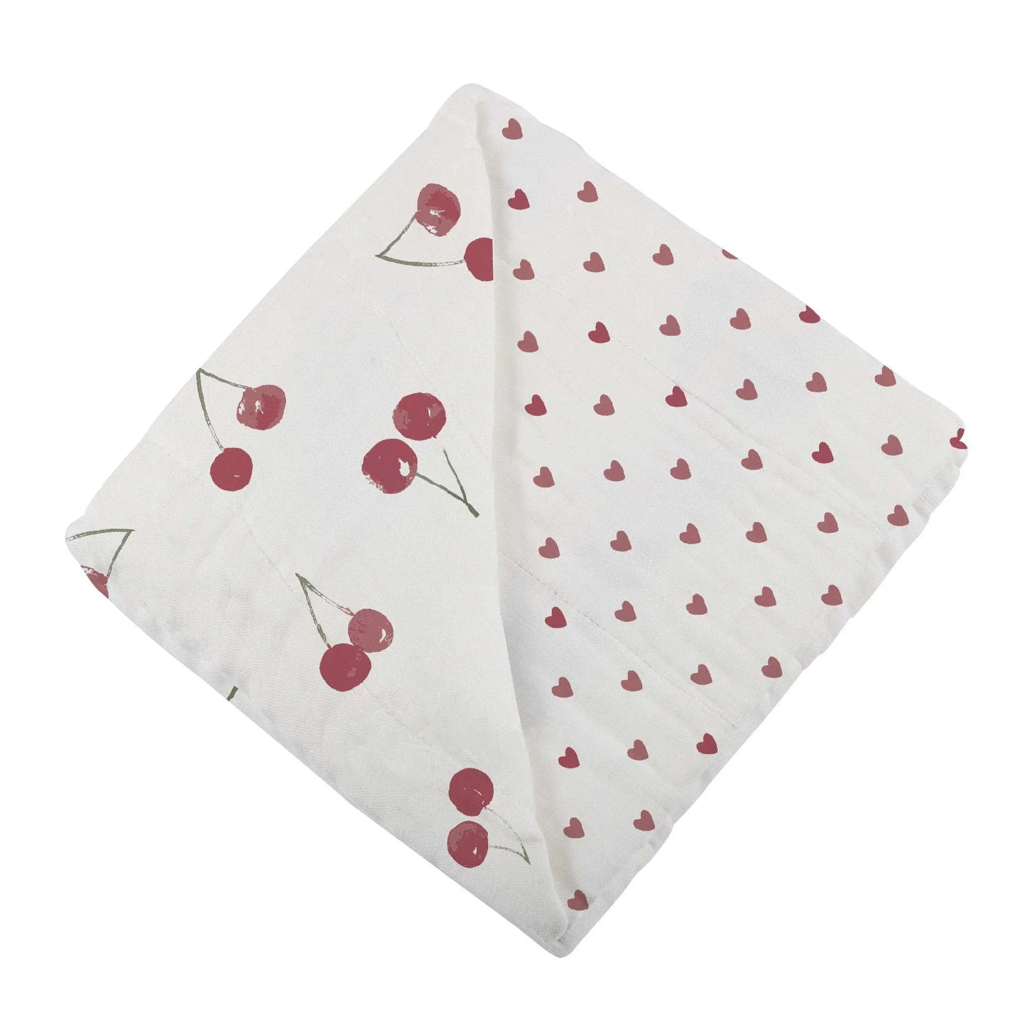 Two Hearts Sweetheart Cherry Newcastle Blanket 100 Percent Natural Bamboo Muslin Cozy Soft Breathable Kids Blanket 47 Inch x 47 Inch Newcastle Classics