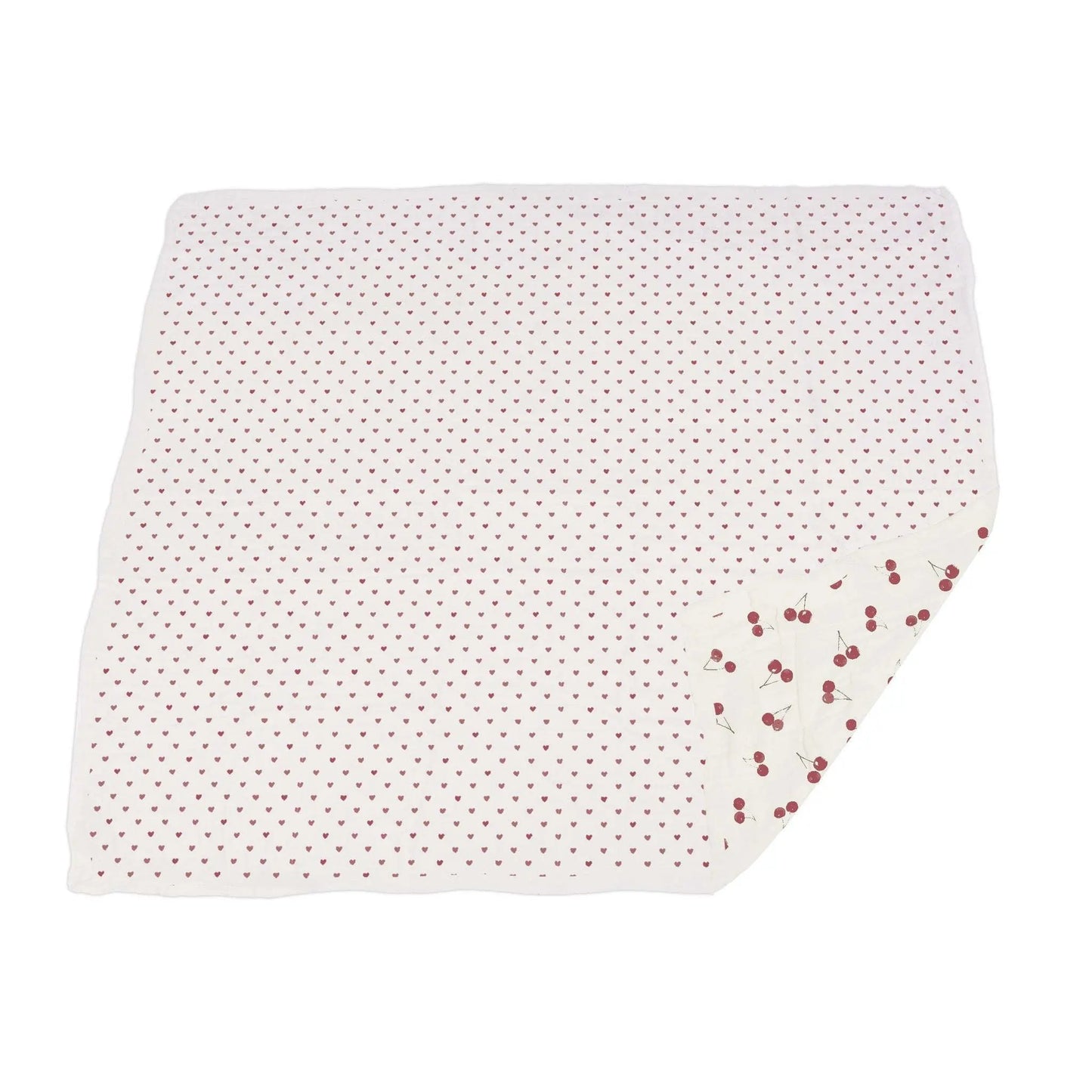 Two Hearts Sweetheart Cherry Newcastle Blanket 100 Percent Natural Bamboo Muslin Cozy Soft Breathable Kids Blanket 47 Inch x 47 Inch Newcastle Classics