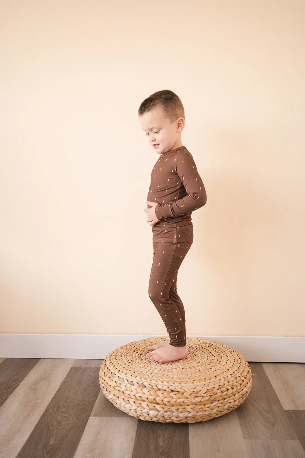 Brown Lightning Two Piece Pajama Set for Kids Harp Angel Boutique