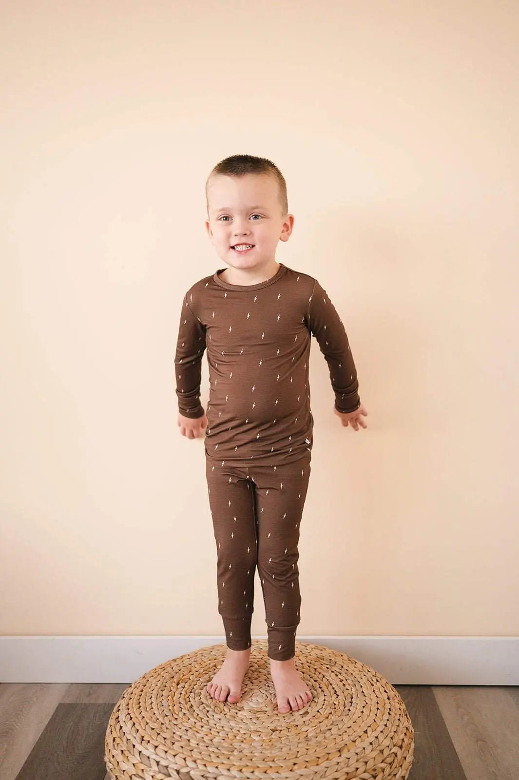 Brown Lightning Two Piece Pajama Set for Kids Harp Angel Boutique