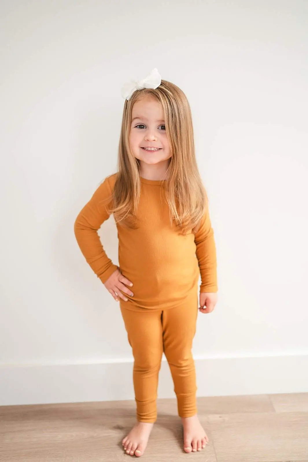 Two Piece Pajama Set Caramel Ribbed Bamboo Harp Angel Boutique