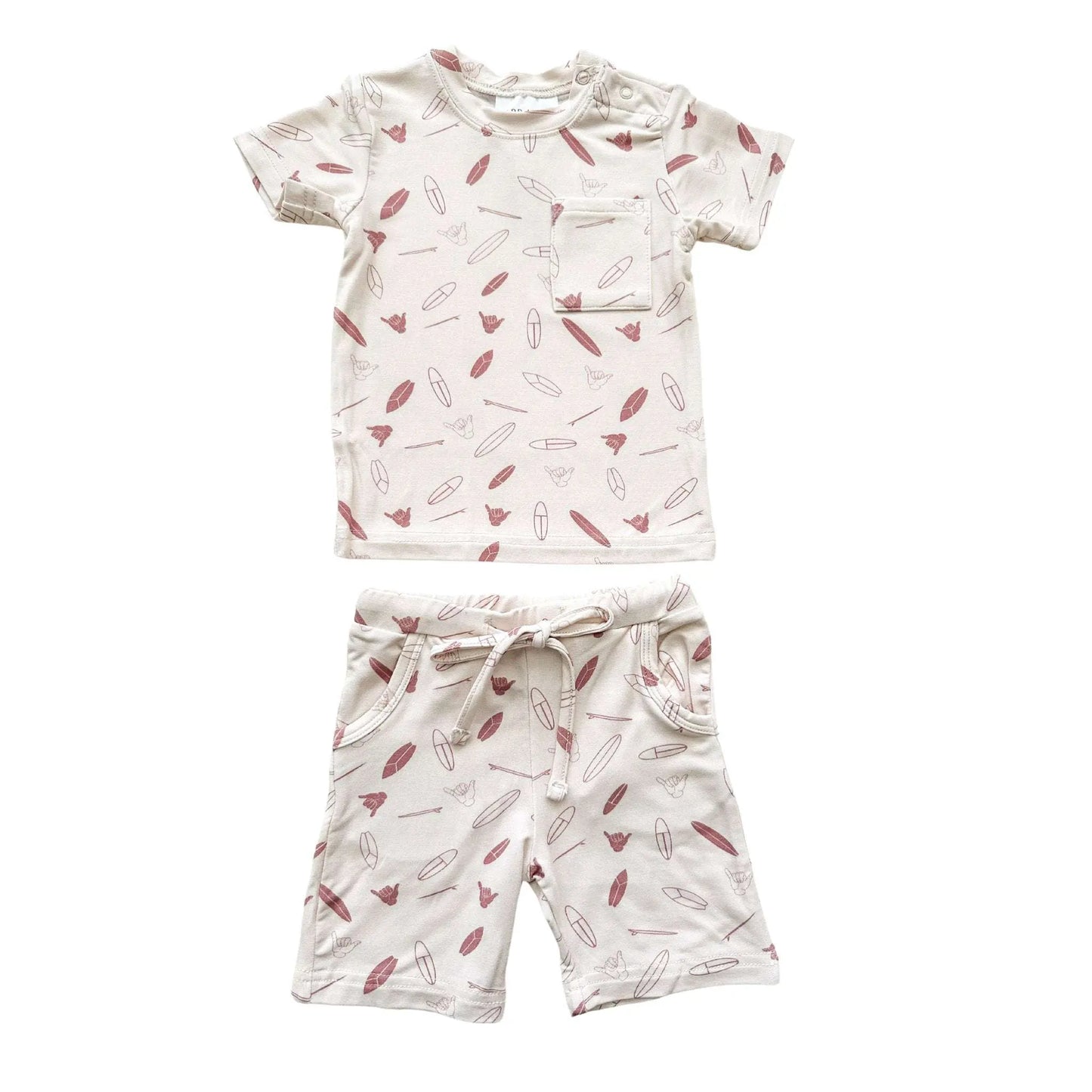 Two Piece Short Set Surf Bamboo Soft Lightweight with Functional Pockets and Drawstring Harp Angel Boutique