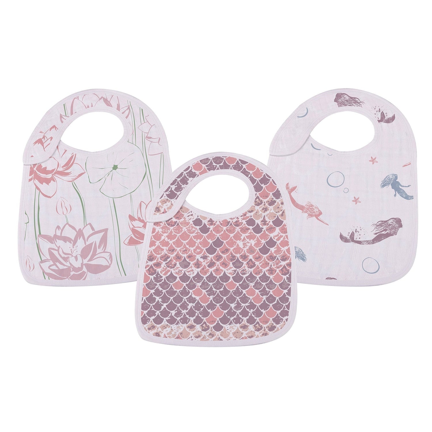 Newcastle Classics Under The Sea Bamboo Muslin Snap Bibs 3 Pack Soft Absorbent for Babies - Snap Bib