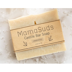 Unscented Castile Bar Soap Pure Natural Ingredients Gentle Cleansing MamaSuds