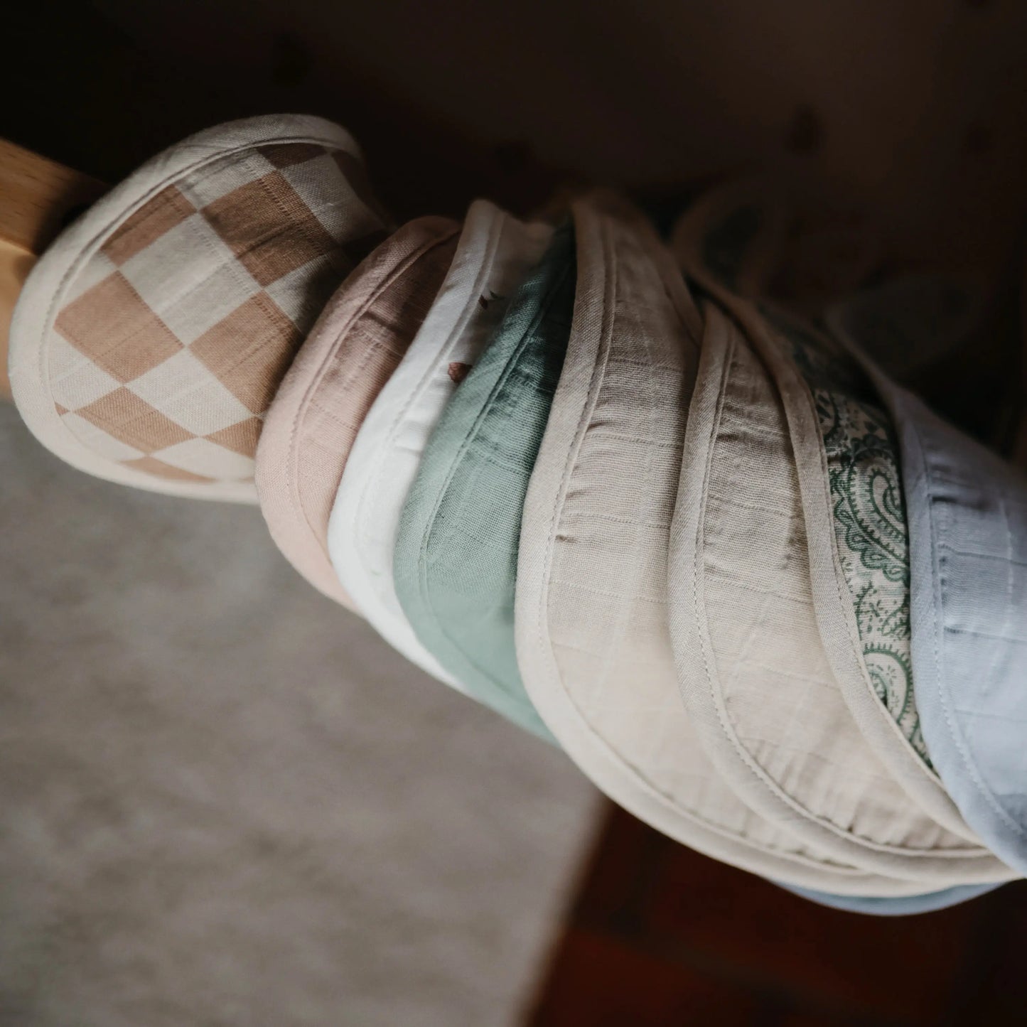 Muslin Bibs for Babies with Dual Snap Closure - Soft and Absorbent Multi-Layered Design Mushie