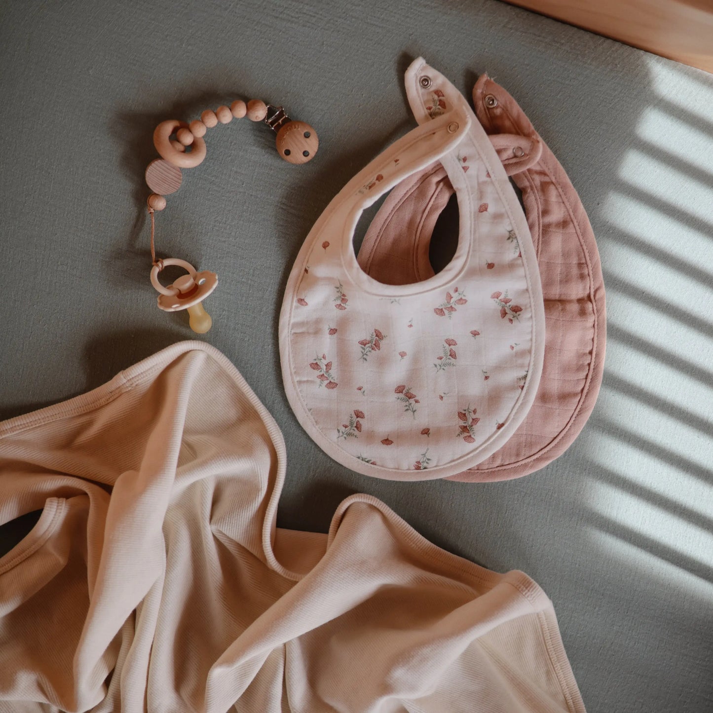 Muslin Bibs for Babies with Dual Snap Closure - Soft and Absorbent Multi-Layered Design Mushie