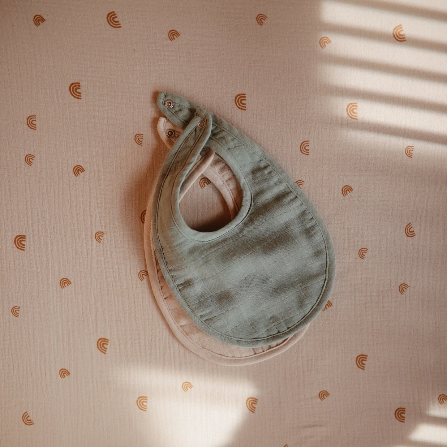 Muslin Bibs for Babies with Dual Snap Closure - Soft and Absorbent Multi-Layered Design Mushie