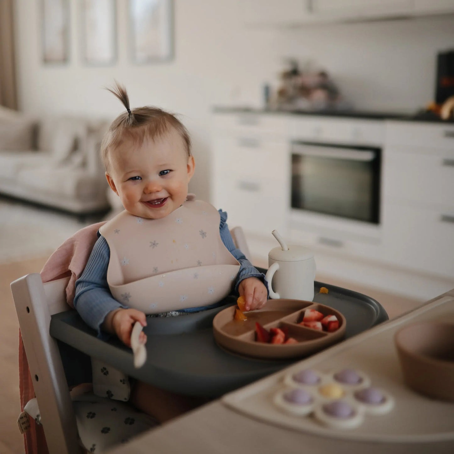 Silicone Suction Plate for Babies Food Grade Safe Design Minimizes Spills Mushie