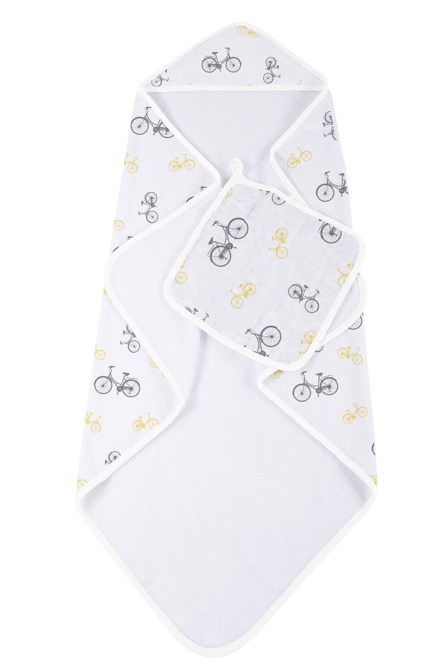 Vintage Bicycle Bamboo Muslin Hooded Towel and Washcloth Set for Kids Newcastle Classics