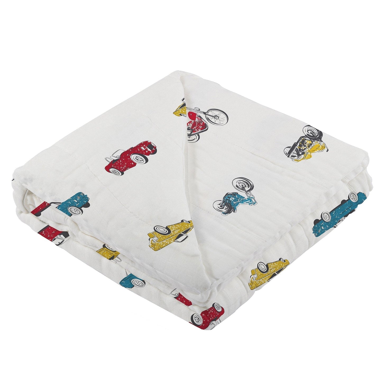 Vintage Muscle Cars And Motorcycles Bamboo Muslin Blanket 47x47 Inches Newcastle Classics