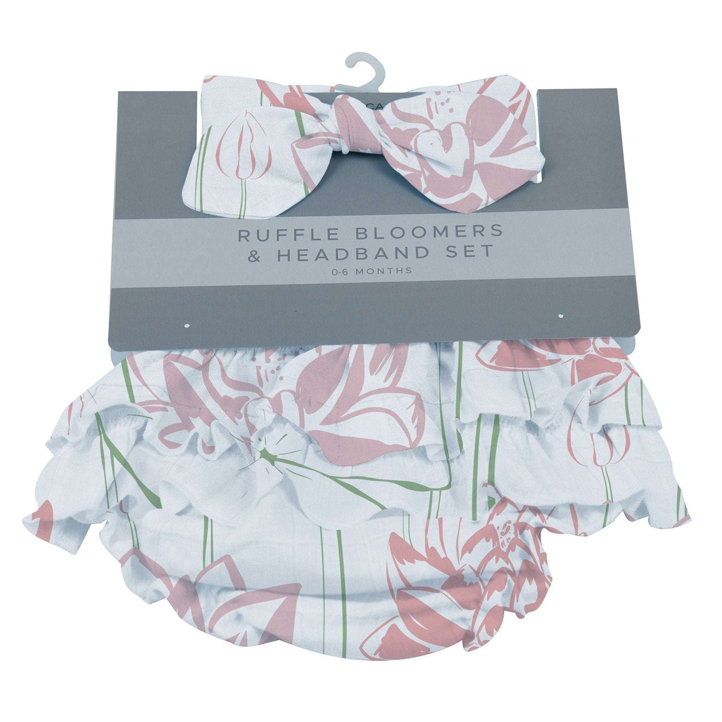 Water Lily Ruffle Bamboo Bloomer Headband Set for 0 to 12 Months Under The Sea Collection Newcastle Classics