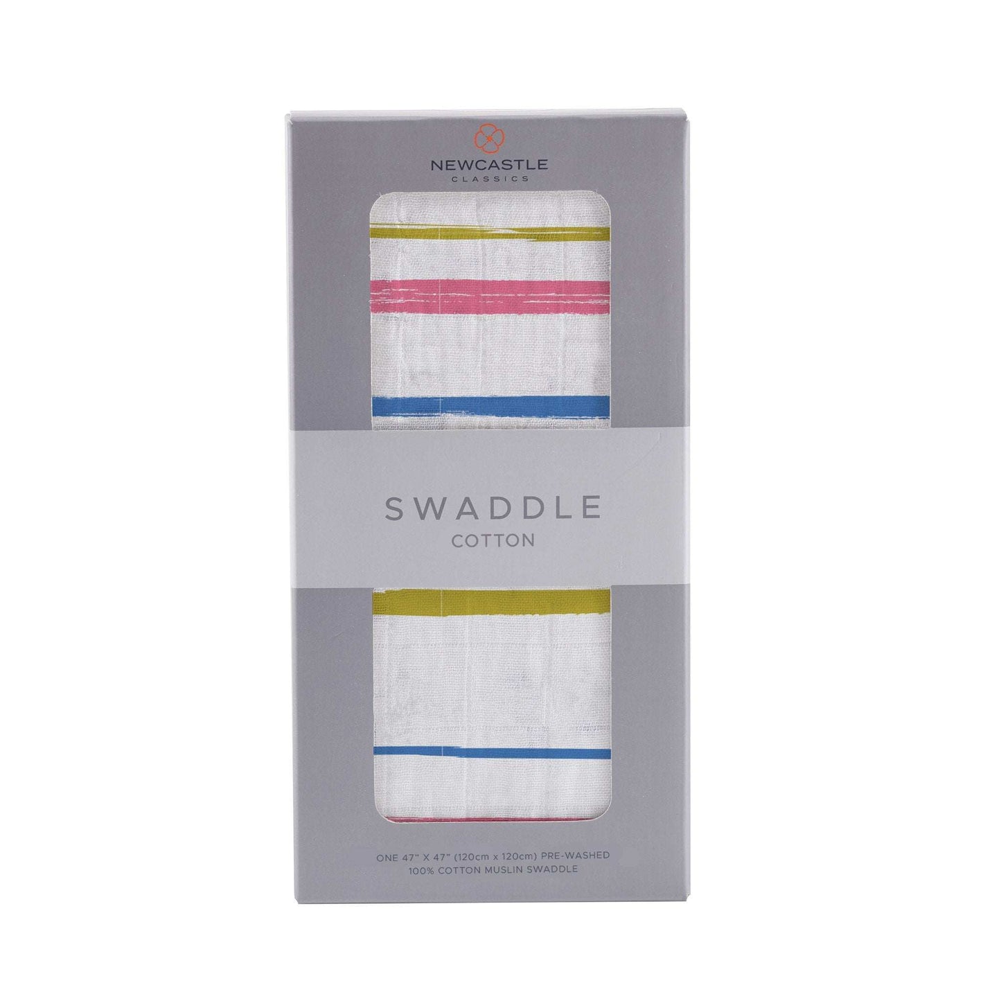 Watercolor Stripe Cotton Muslin Swaddle Blanket for Babies Newcastle Classics