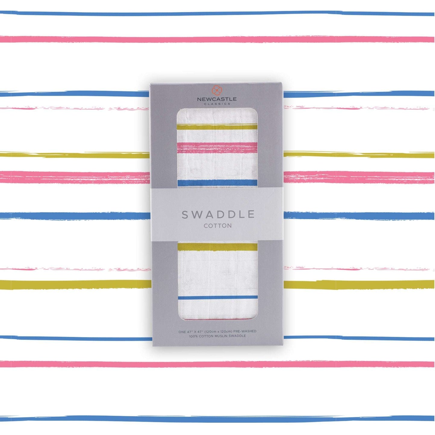 Watercolor Stripe Cotton Muslin Swaddle Blanket for Babies Newcastle Classics