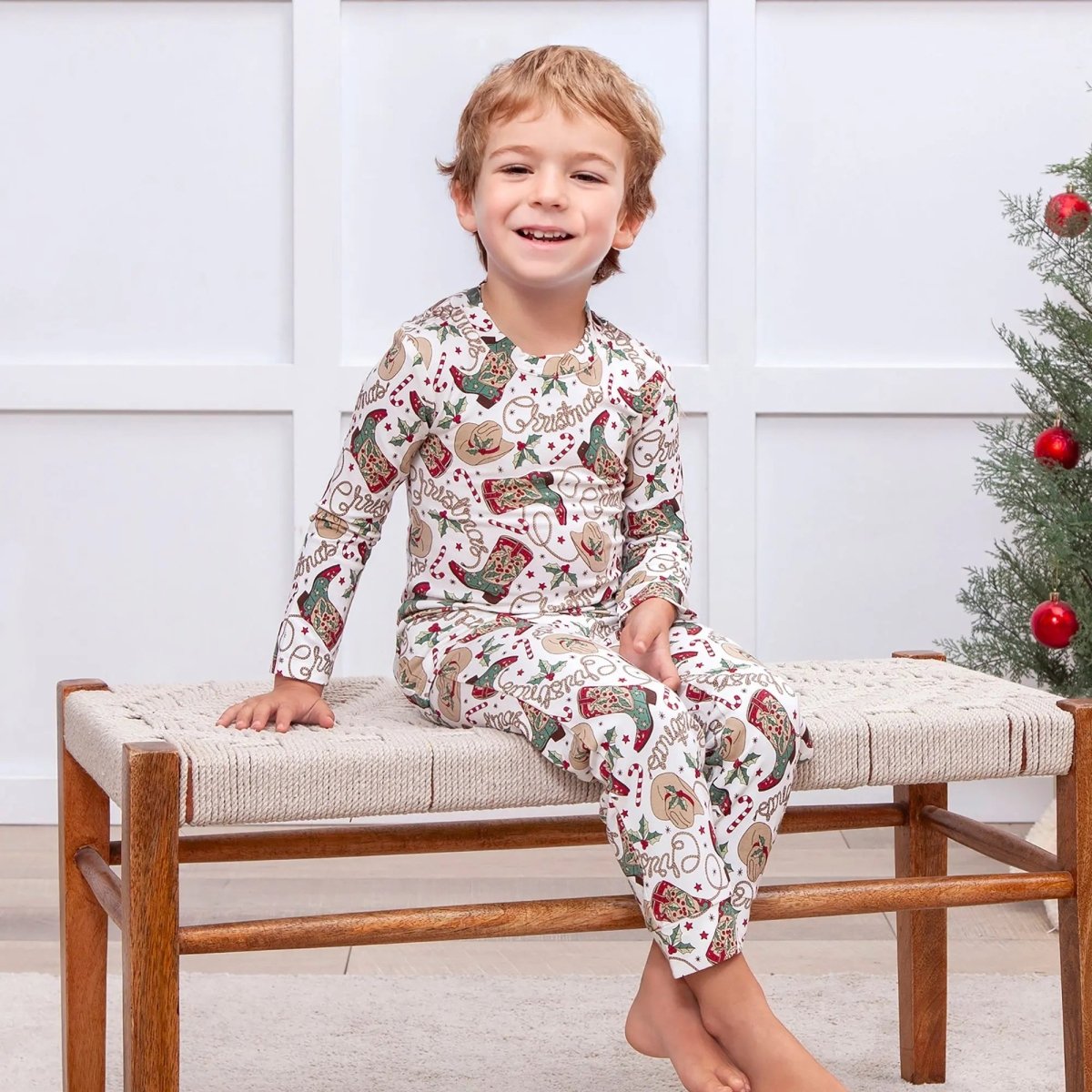 Tesa Babe Western Christmas Pajamas For Kids Bamboo Holiday PJs Set - Everetts Place Boutique -
