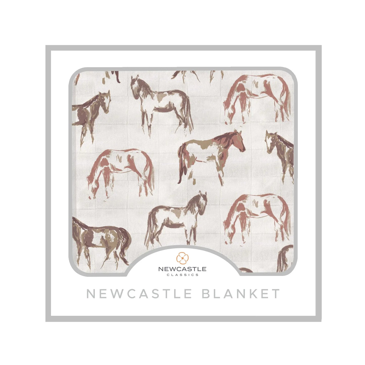 Wild Horses Bamboo Newcastle Kids Blanket 100 Percent Muslin Soft Cozy 47 Inch x 47 Inch Newcastle Classics