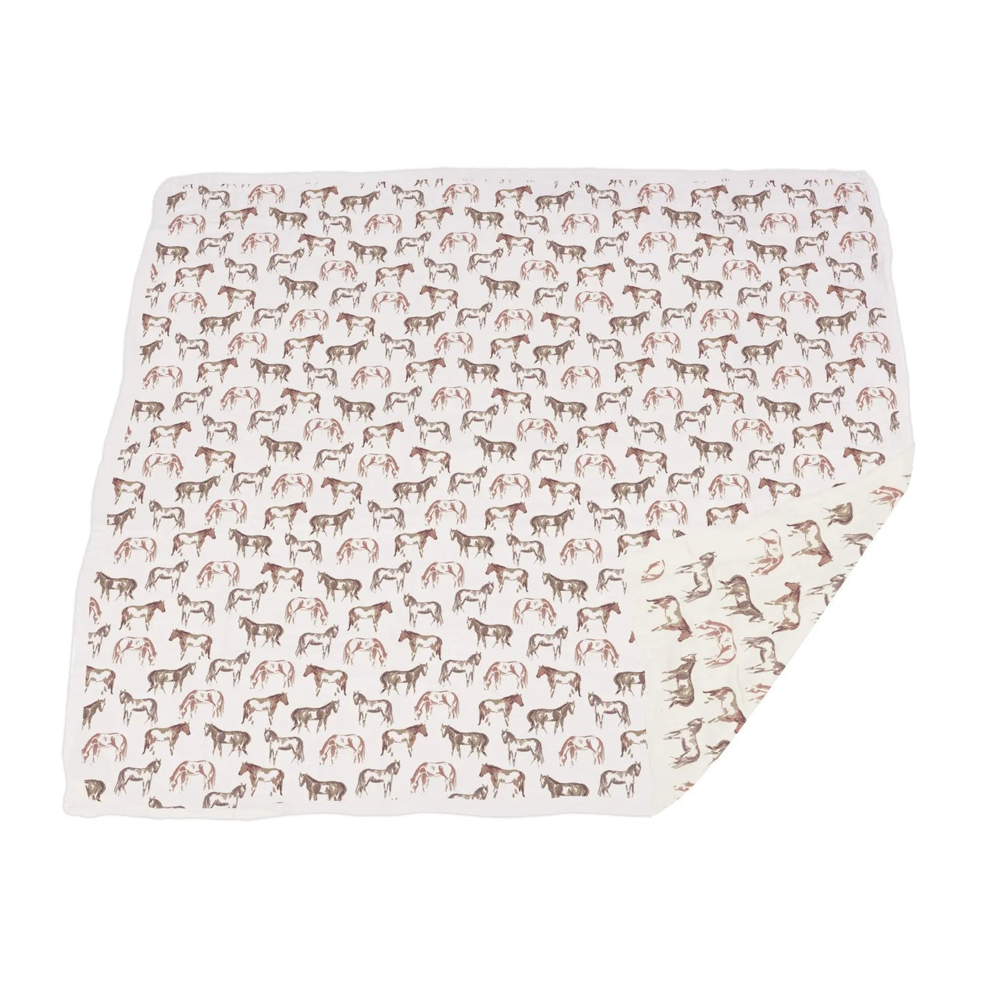 Wild Horses Bamboo Newcastle Kids Blanket 100 Percent Muslin Soft Cozy 47 Inch x 47 Inch Newcastle Classics