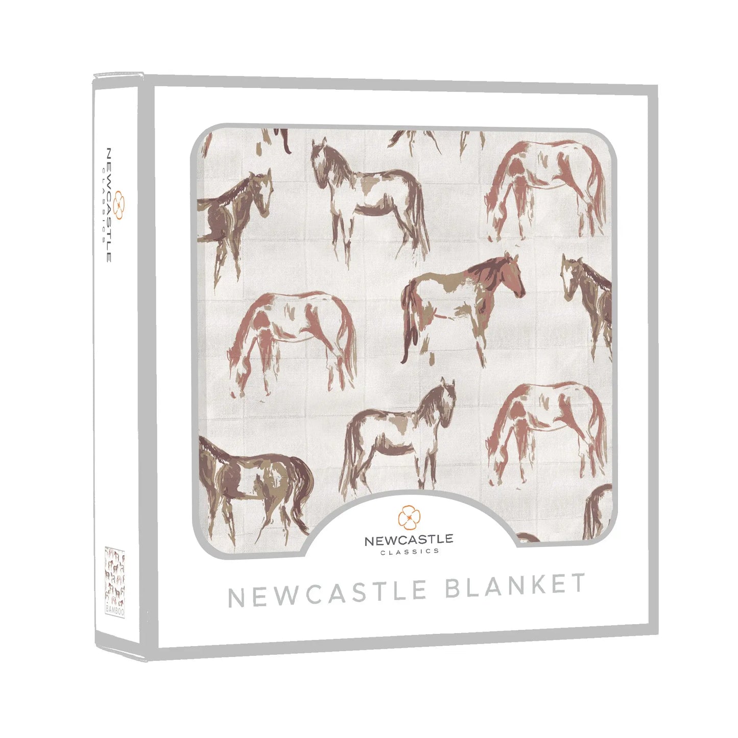 Wild Horses Bamboo Newcastle Kids Blanket 100 Percent Muslin Soft Cozy 47 Inch x 47 Inch Newcastle Classics