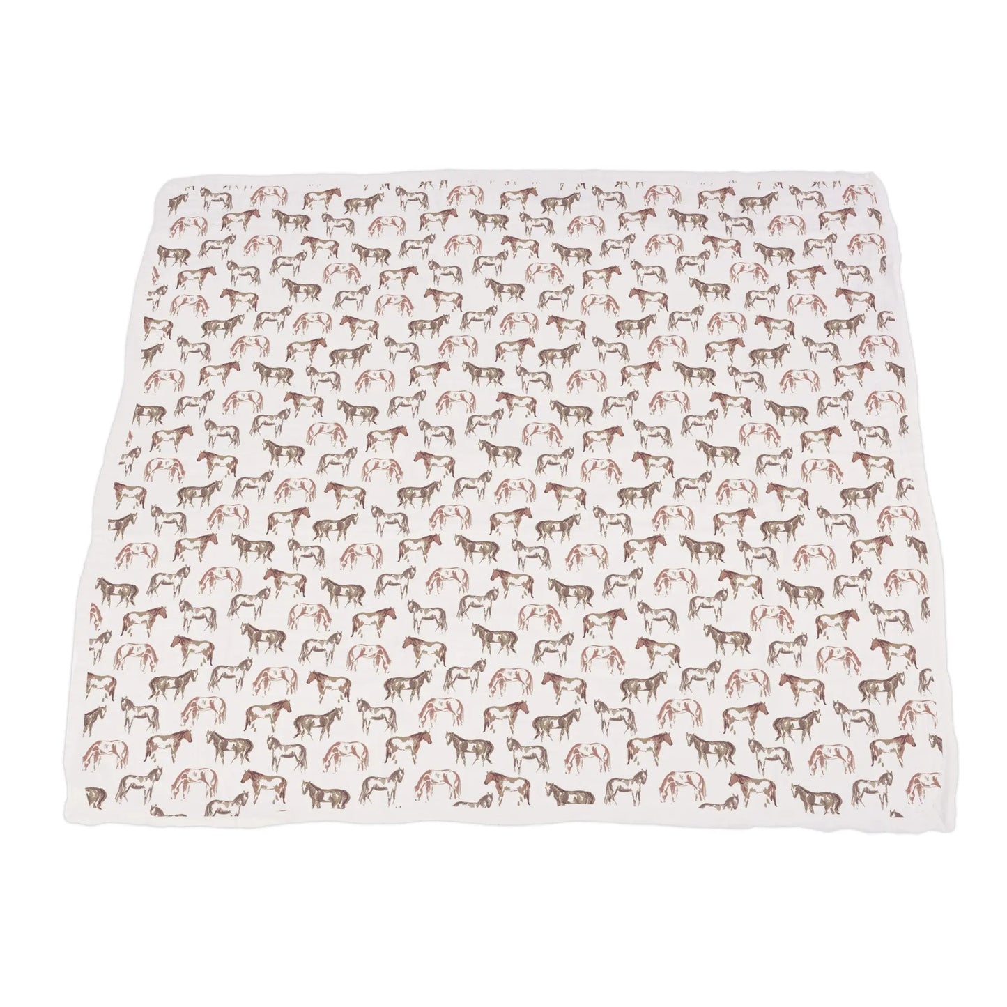 Wild Horses Bamboo Newcastle Kids Blanket 100 Percent Muslin Soft Cozy 47 Inch x 47 Inch Newcastle Classics