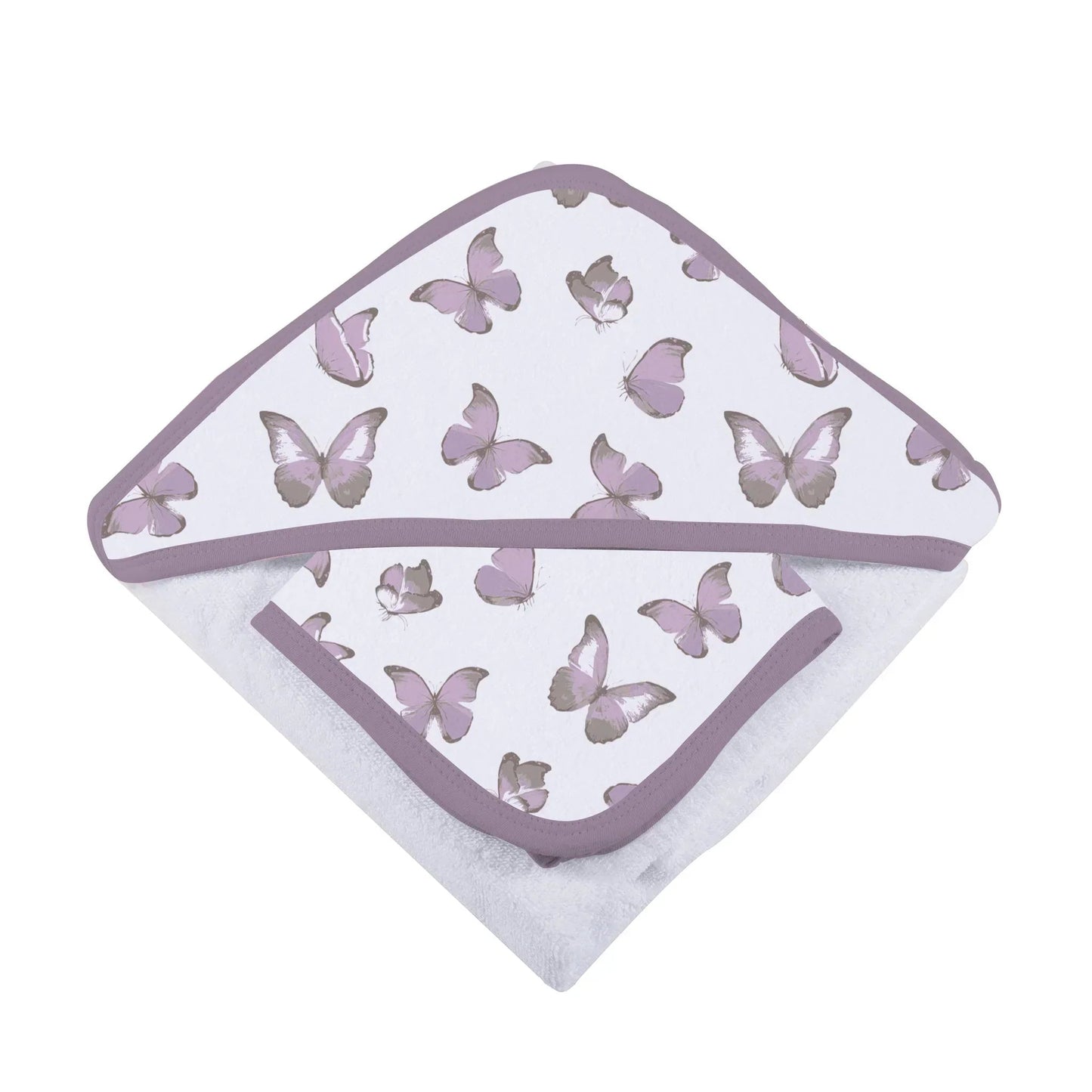 Winsome Butterflies Cotton Hooded Towel and Washcloth Set for Kids Newcastle Classics