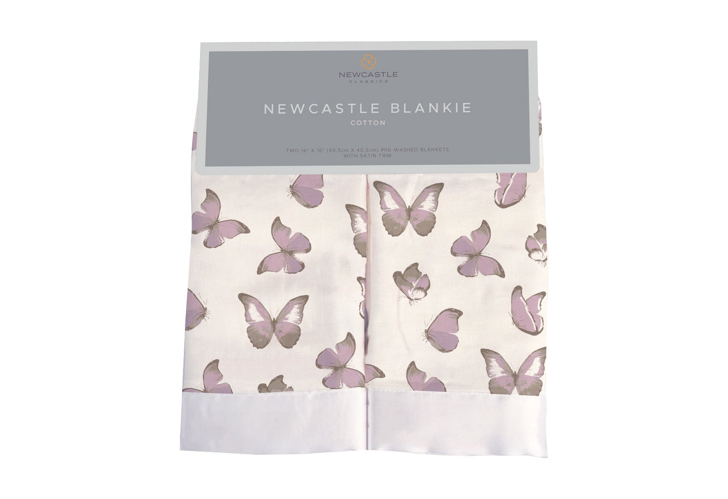 Winsome Butterflies Cotton Muslin Security Baby Blankie Twin Pack Newcastle Classics