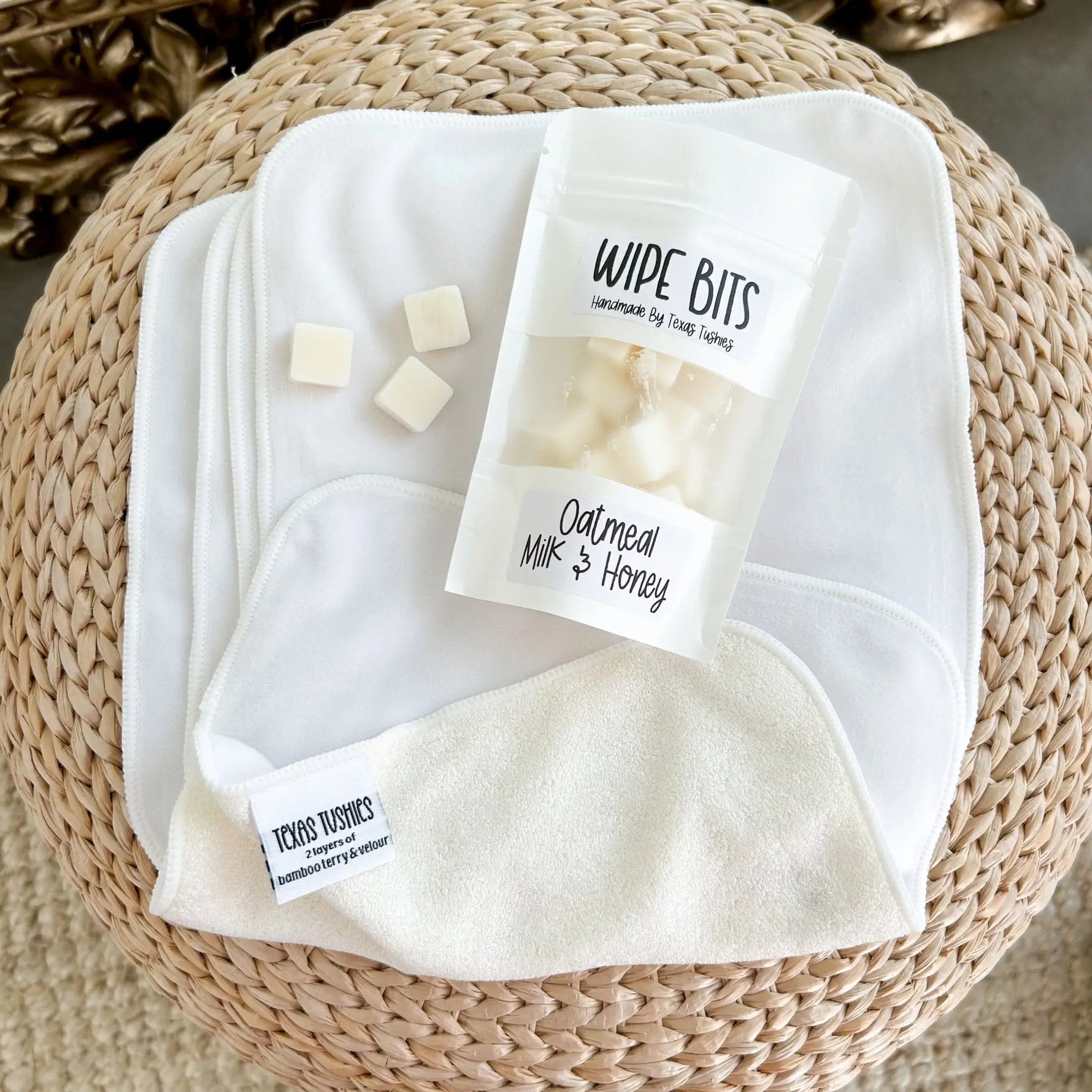 Texas Tushies Natural Wipe Bit Pouches with Heart Melts for Eco-Friendly Families - Health & Beauty > Personal Care > Cosmetics > Bath & Body > Bar Soap Cloth Wipe Bits