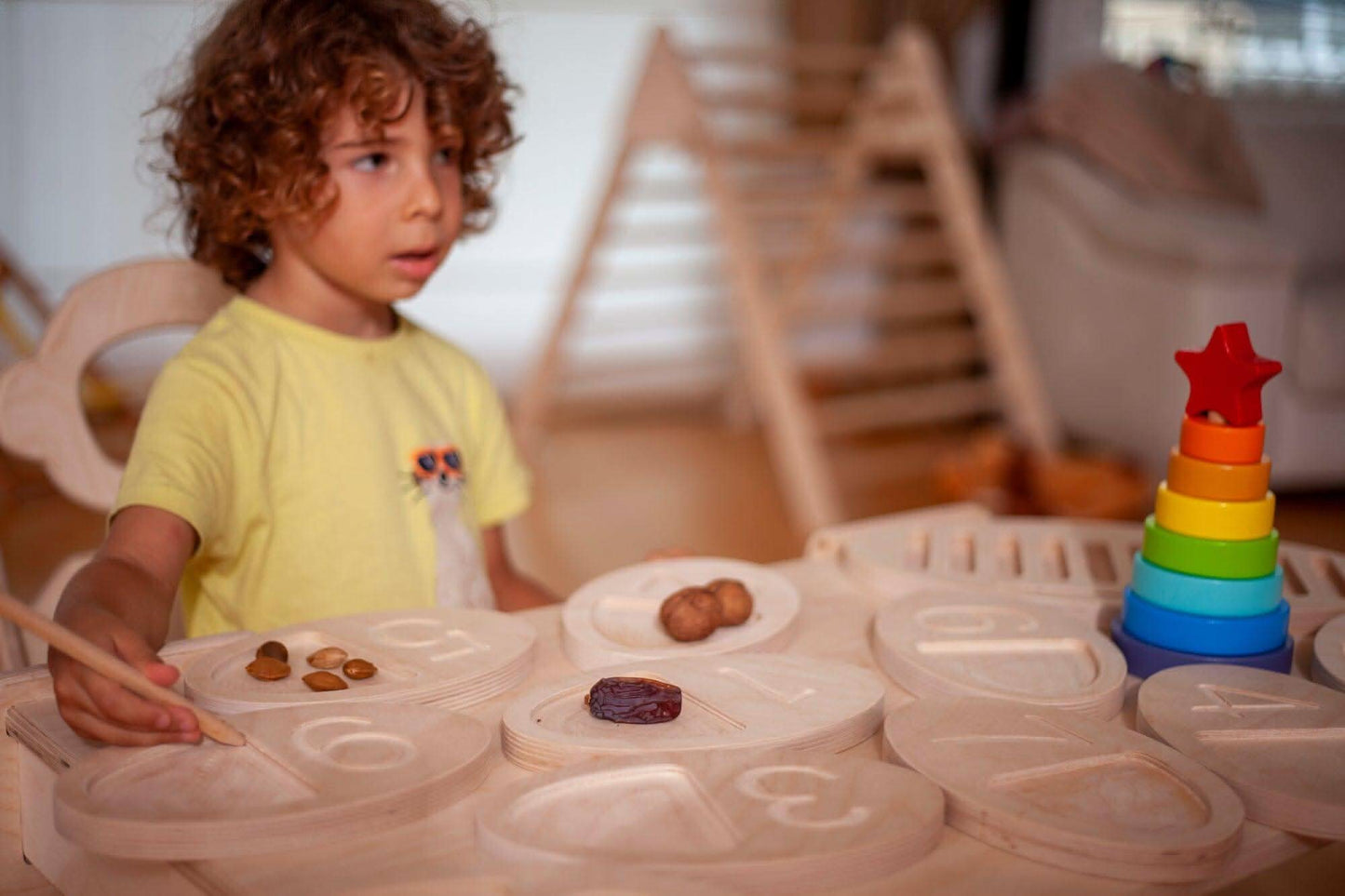 Wooden Tracing Board for Toddlers Counting Tray Set Kidodido Everetts Place: Online Boutique