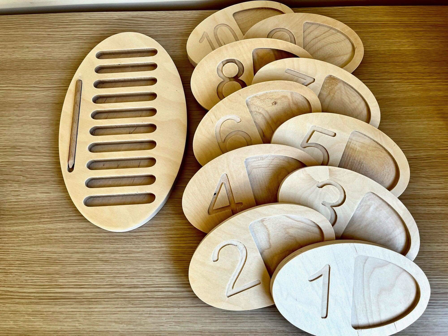 Wooden Tracing Board for Toddlers Counting Tray Set Kidodido Everetts Place: Online Boutique