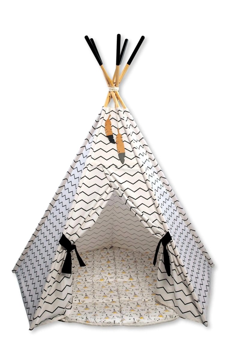 Kidodido XL Teepee Tent and Play Mat Set for Kids Linen Cotton - Everetts Place Boutique -