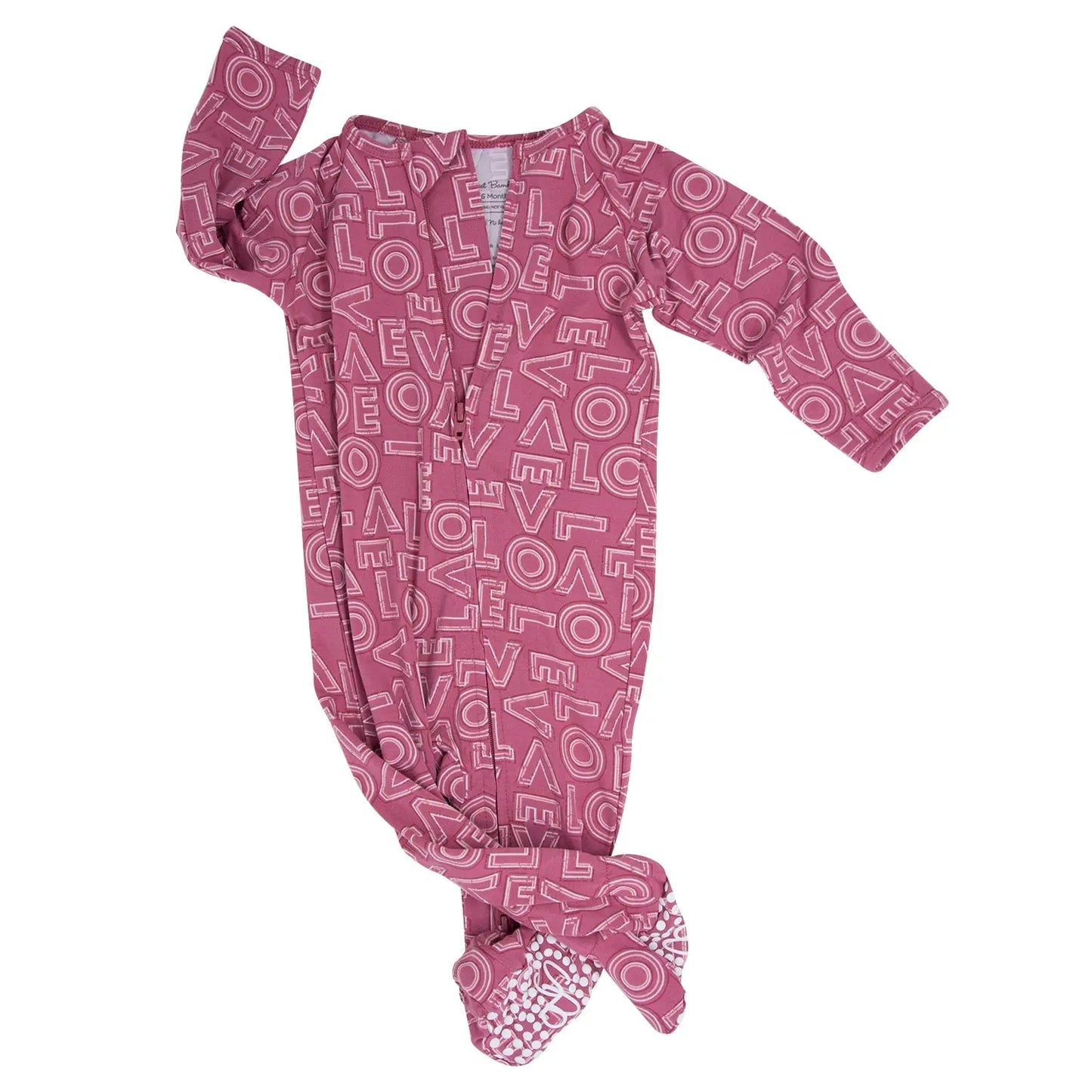 Zipper Footie with 2 Way Zipper and Fold Over Cuffs for Easy Changing Sweet Bamboo