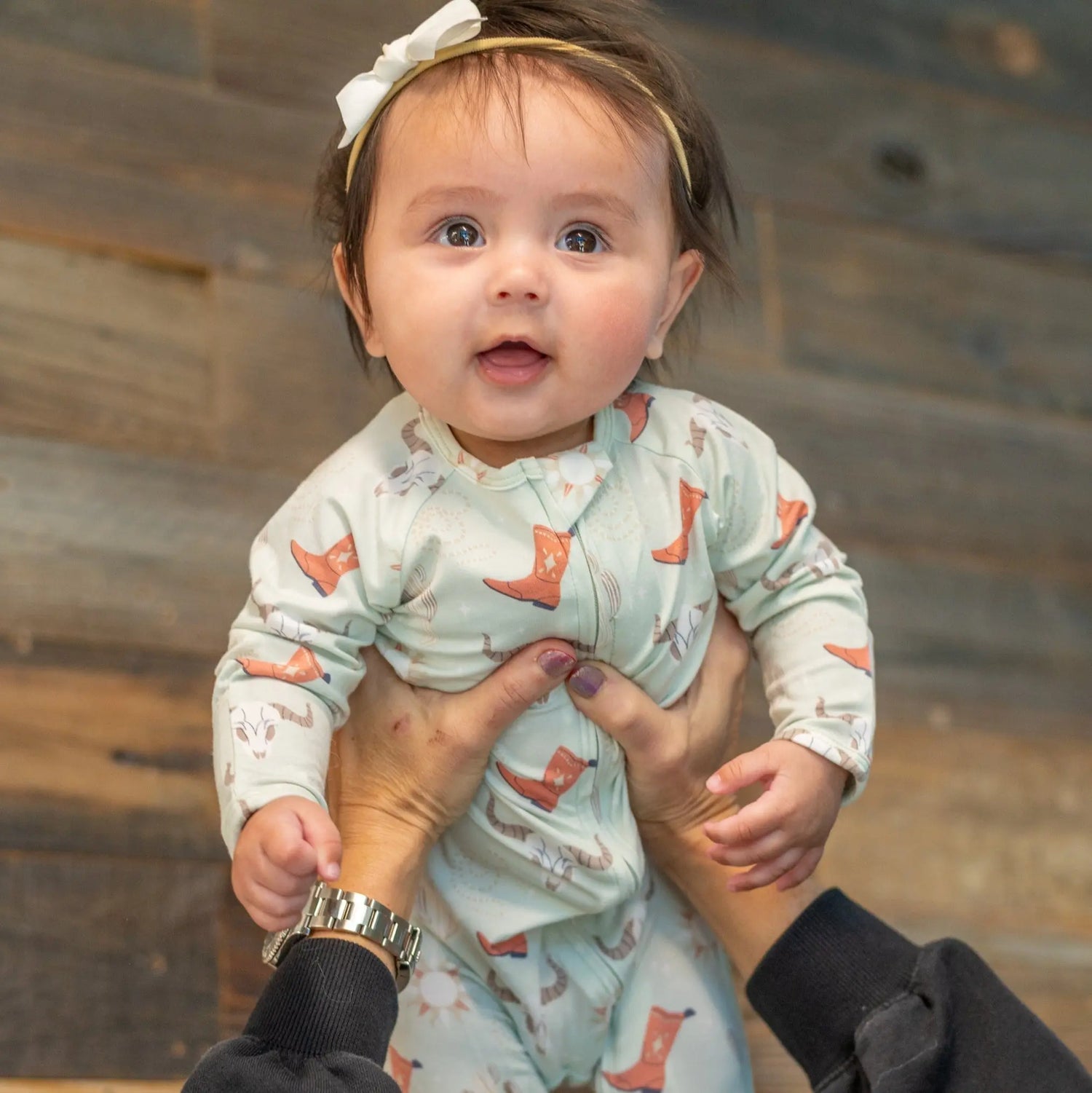 Sweet Bamboo Bulls Boots Lasso Western Zipper Footie with Silicone Grips for Babies - Apparel & Accessories > Clothing > Baby & Toddler Clothing > Baby & Toddler Sleepwear Footies