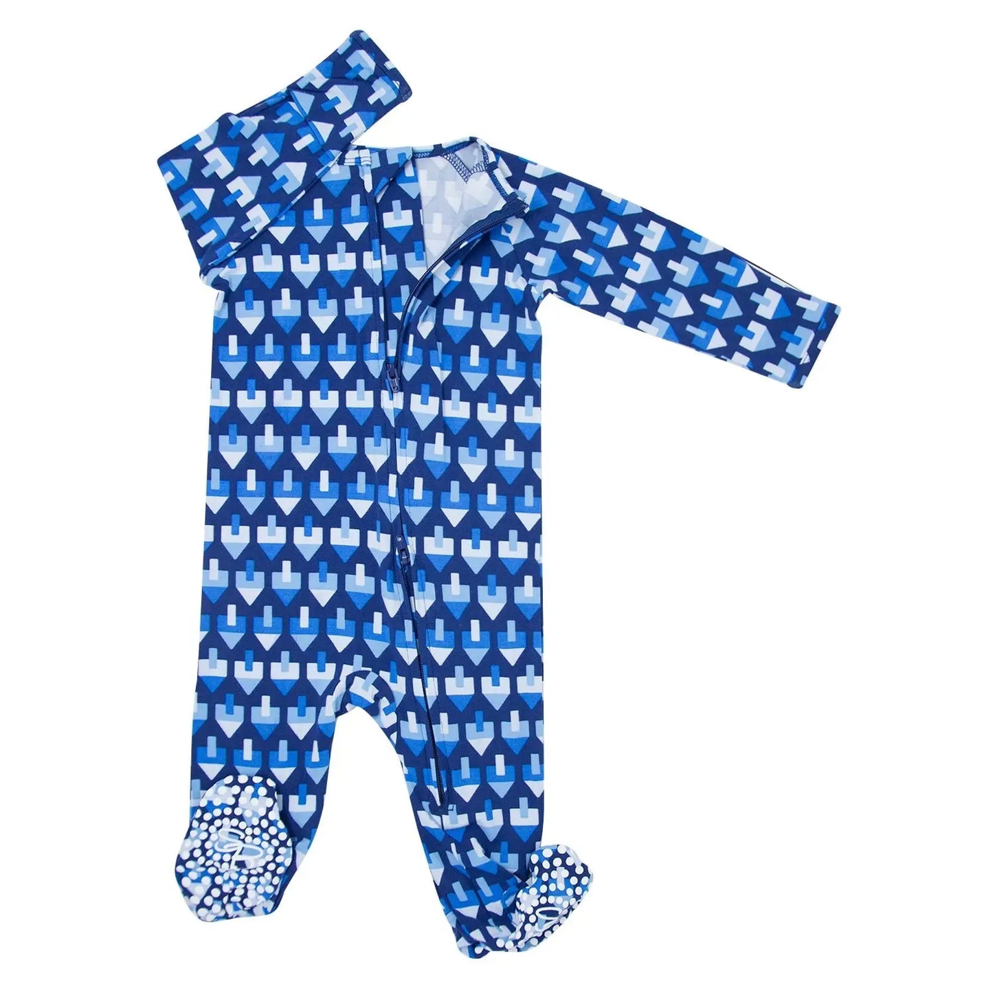 Zipper Footie With 2 Way Zip Silicone Grips And Fold Over Cuffs Sweet Bamboo