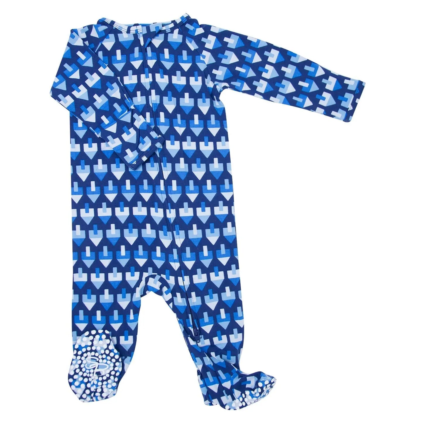 Zipper Footie With 2 Way Zip Silicone Grips And Fold Over Cuffs Sweet Bamboo