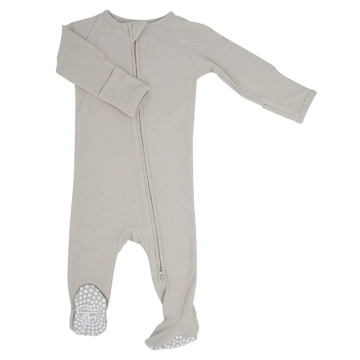 Zipper Footie with 2 Way Zip and Silicone Grips for Easy Changing Sweet Bamboo