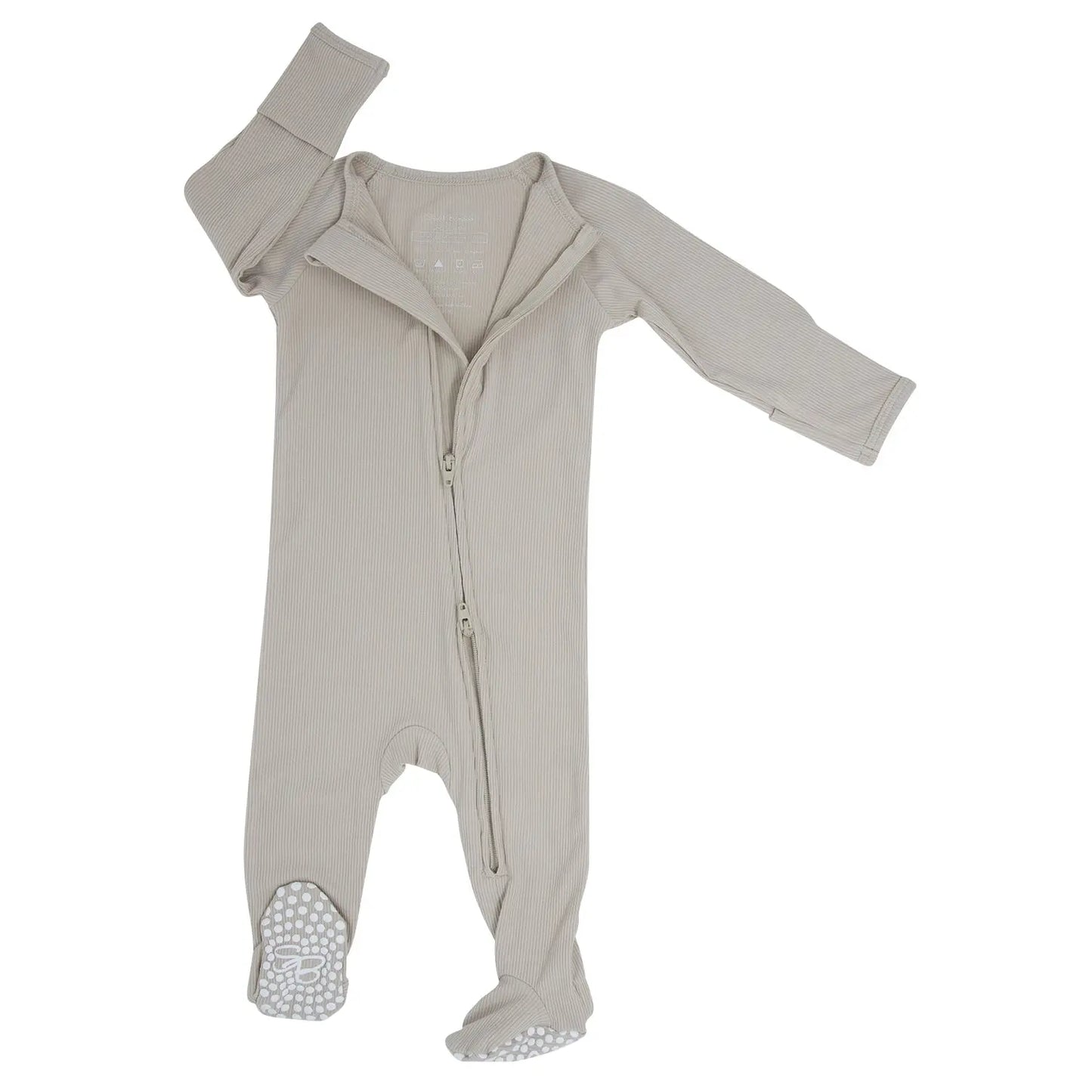 Zipper Footie with 2 Way Zip and Silicone Grips for Easy Changing Sweet Bamboo