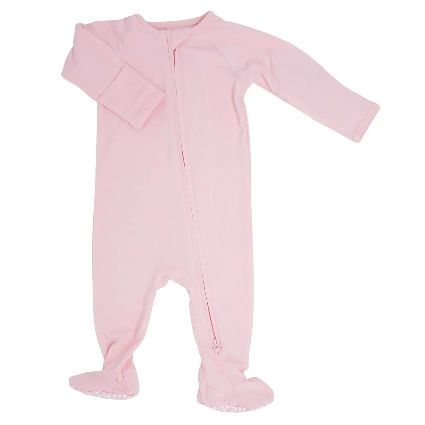 Zipper Footie With Two Way Zipper And Fold Over Cuffs For Easy Changing Sweet Bamboo