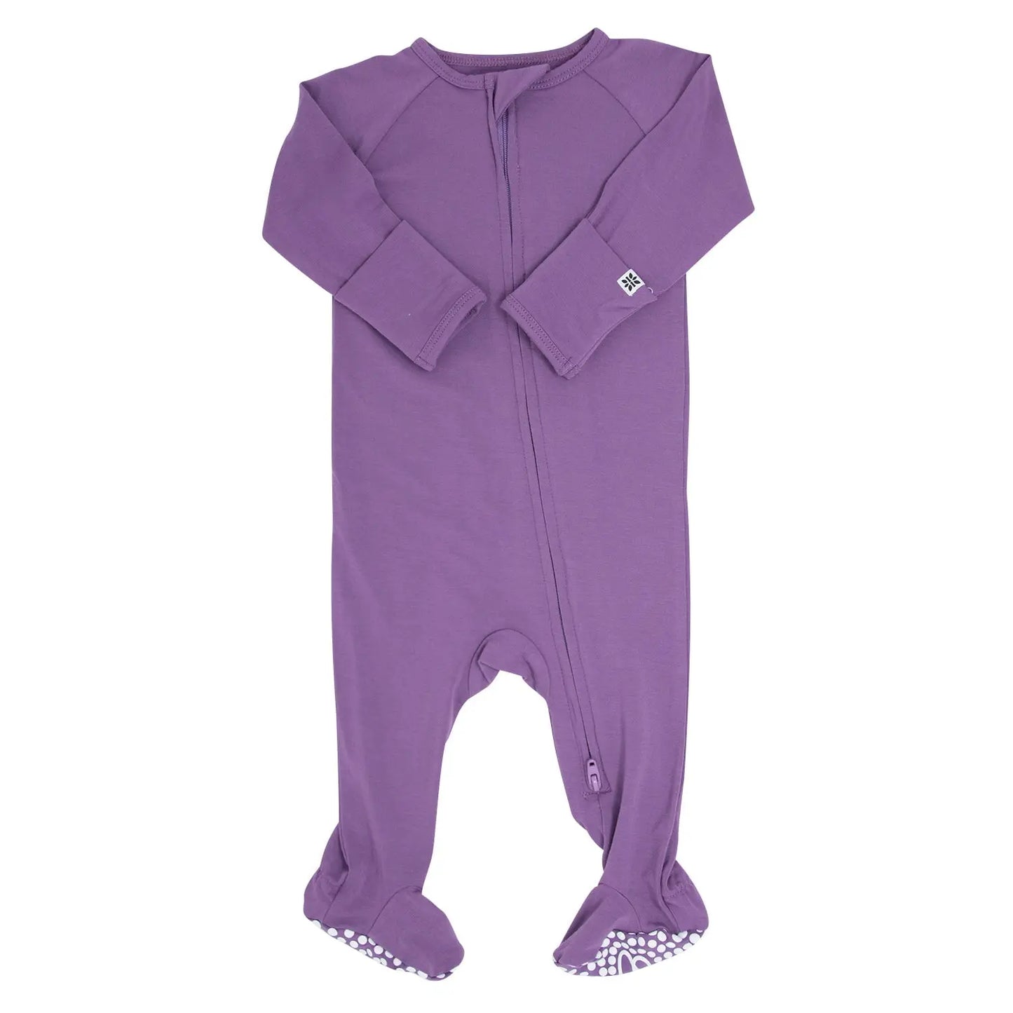 Deep Purple Baby Zipper Footie with Two Way Zip and Silicone Grips Sweet Bamboo