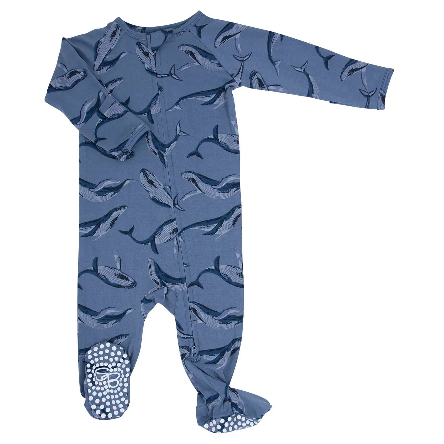 Zipper Footie with Two Way Zipper and Fold Over Cuffs for Easy Changing Sweet Bamboo