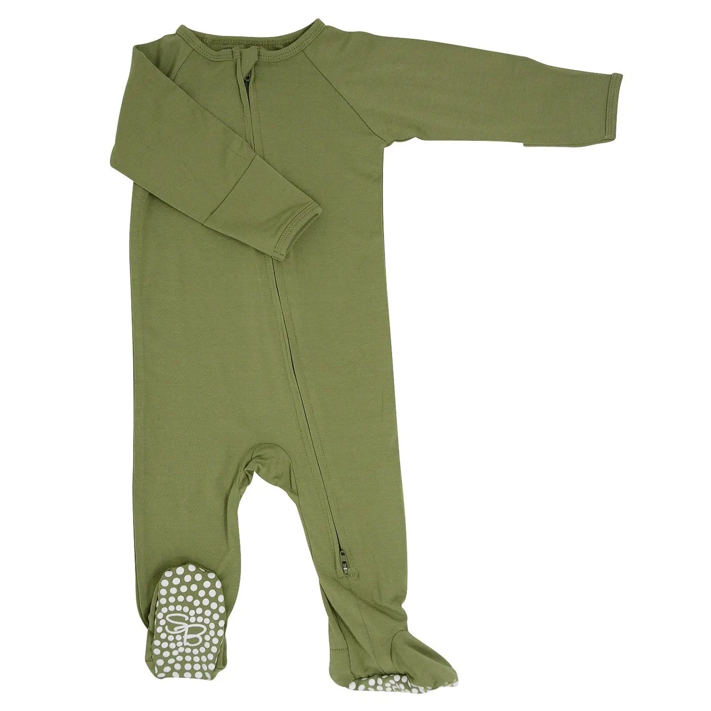 Zippity Do Da Zipper Footie with Silicone Grips for Baby Comfort Sweet Bamboo