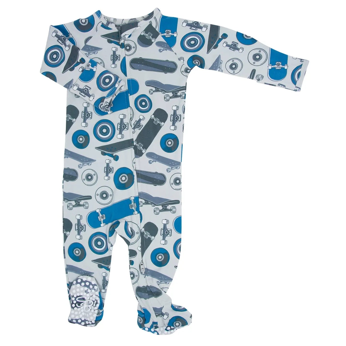 Zipper Footie With 2 Way Zipper And Silicone Grips For Babies Sweet Bamboo