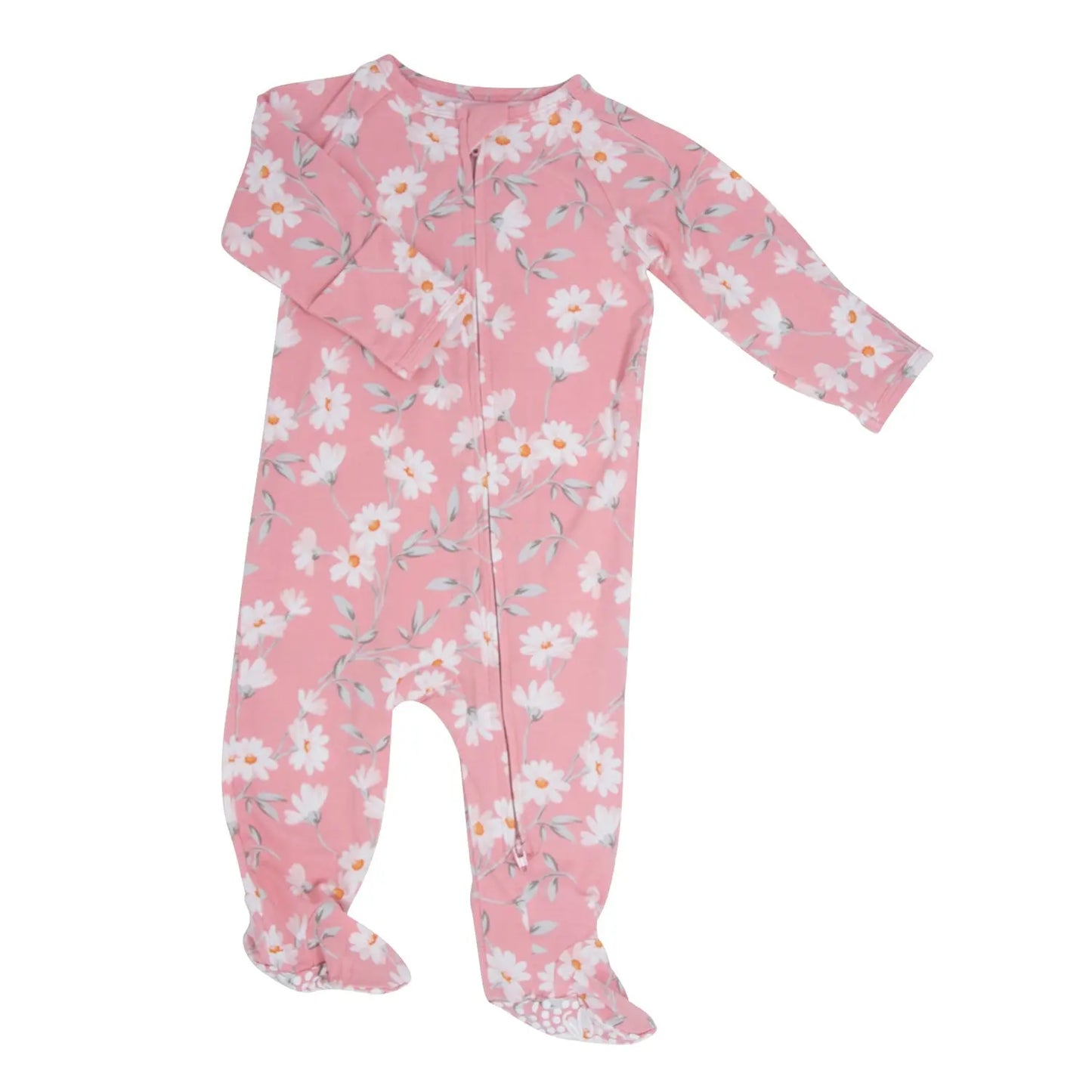 Zipper Footie with 2 Way Zipper and Silicone Grips for Easy Changing Sweet Bamboo