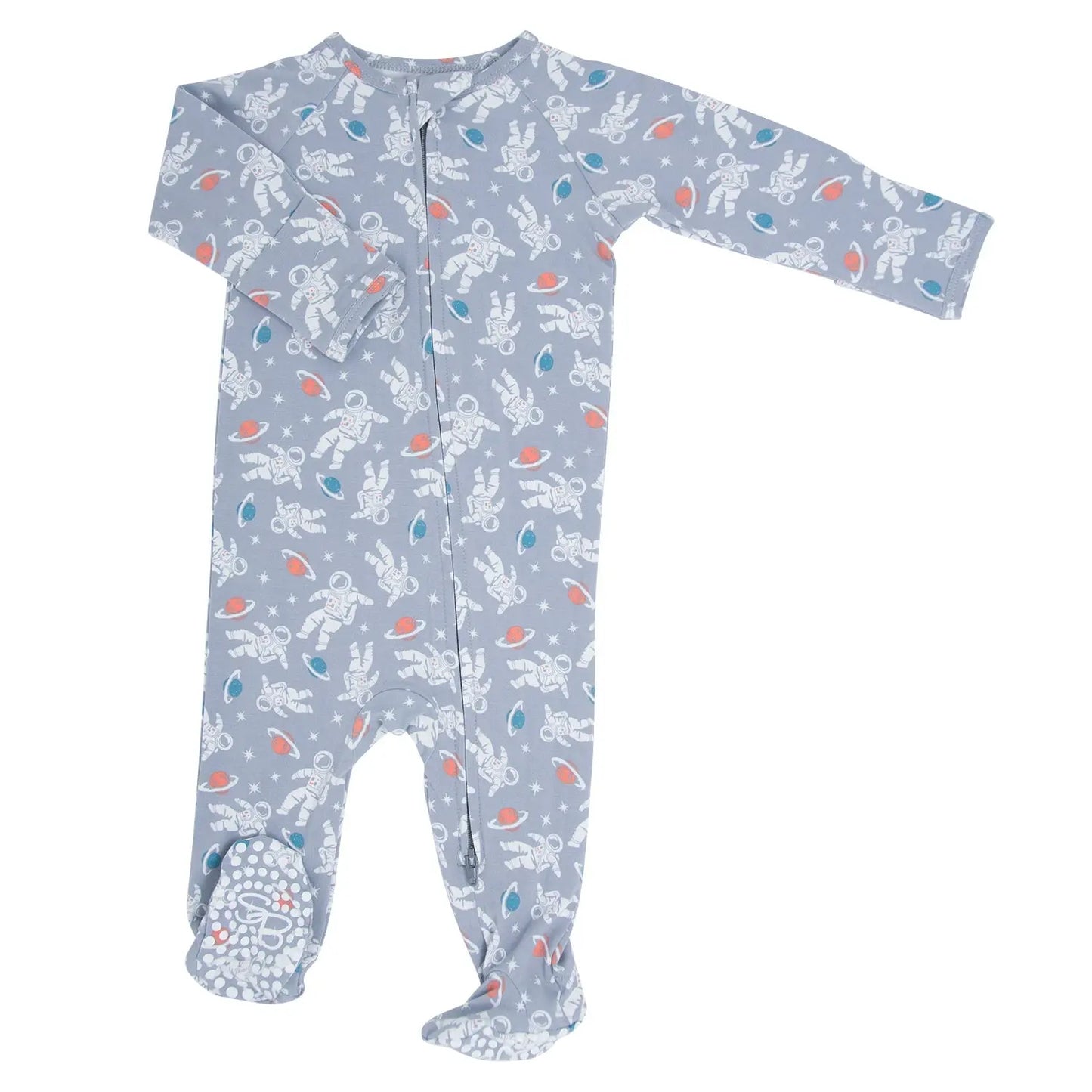 Zipper Footie With 2 Way Zipper Silicone Grips And Fold Over Cuffs Sweet Bamboo