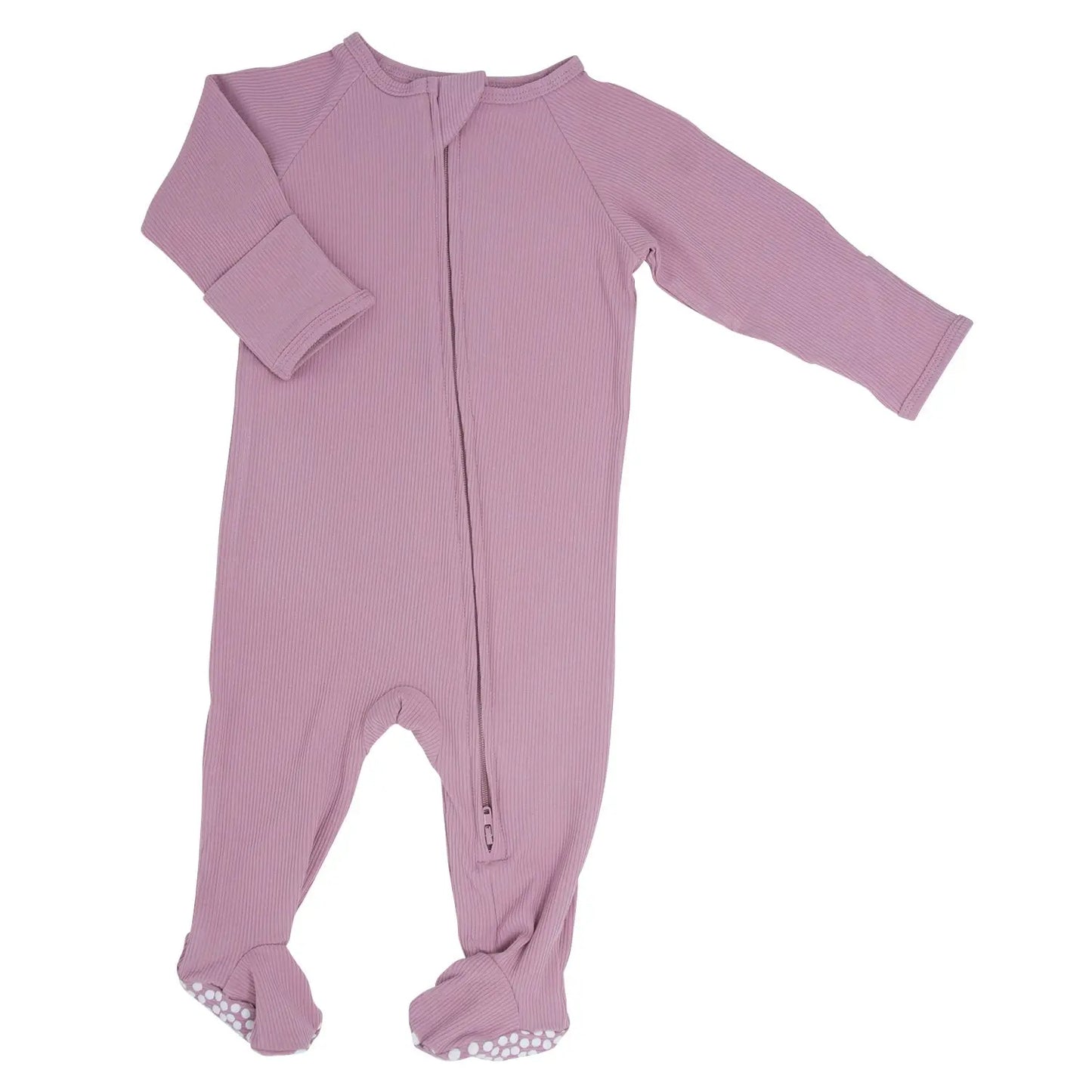 Zipper Footie with 2 Way Zipper and Fold Over Cuffs for Easy Changing Sweet Bamboo