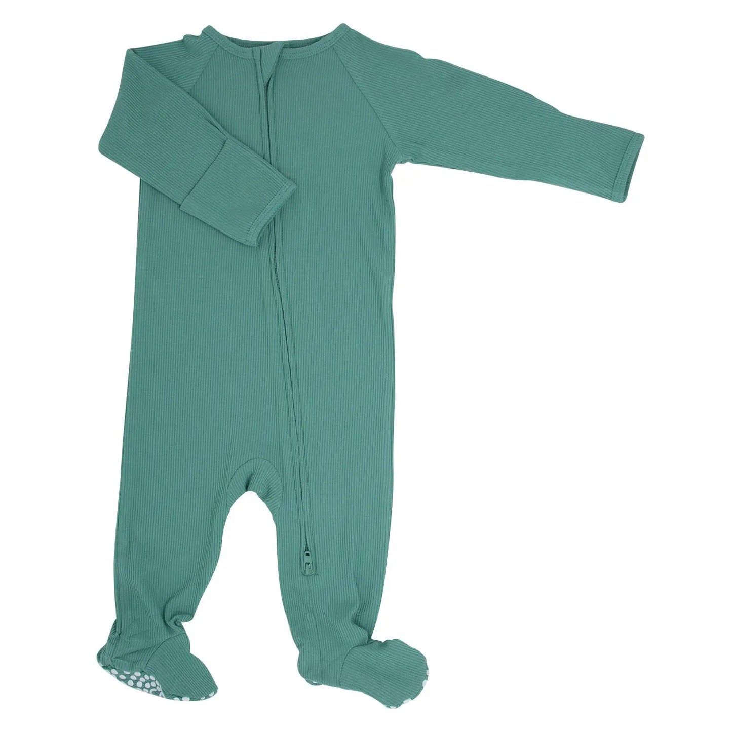 Zipper Footie with Two Way Zipper and Silicone Grips for Easy Changing Sweet Bamboo